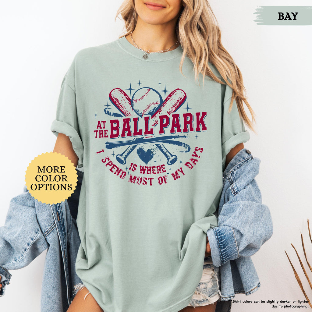 Comfort Colors® At The Ballpark Baseball Shirt,Retro Baseball Mom Gift,Baseball Season Tee,Funny Baseball Lover,Game Day Mom,School Team Tee