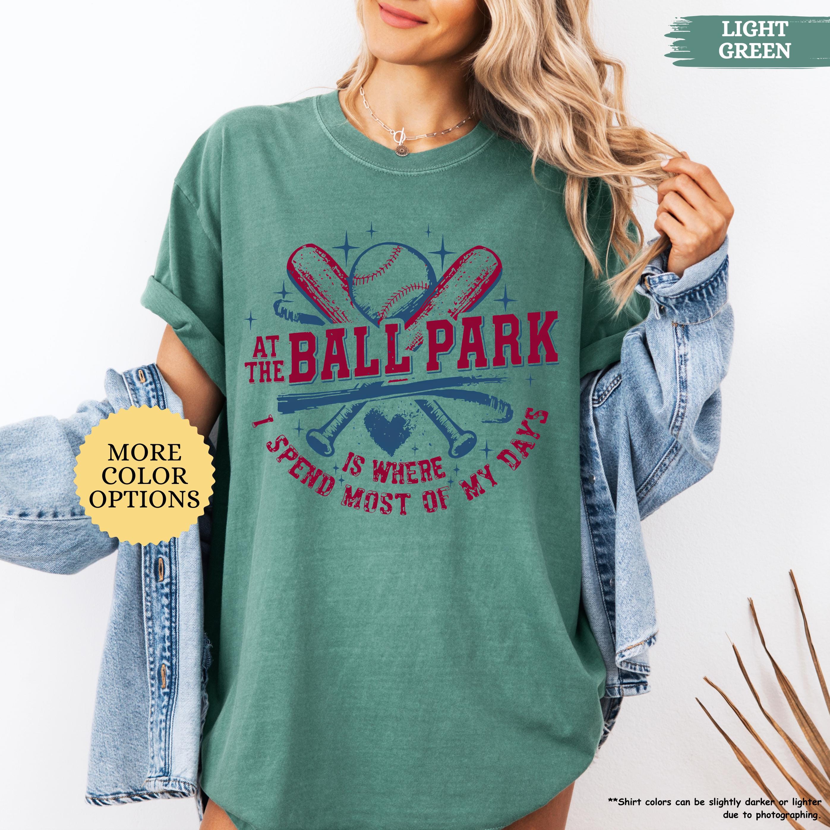 Comfort Colors® At The Ballpark Baseball Shirt,Retro Baseball Mom Gift,Baseball Season Tee,Funny Baseball Lover,Game Day Mom,School Team Tee