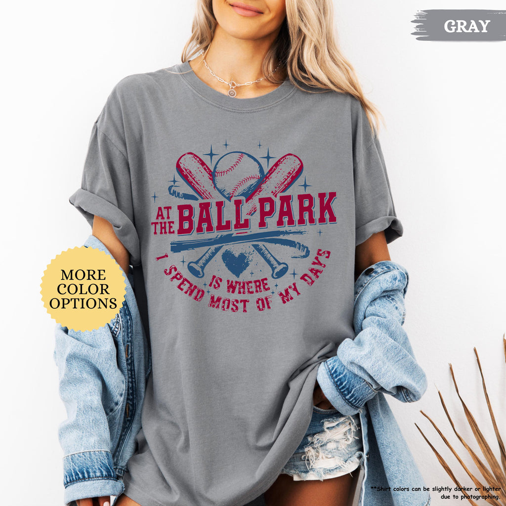 Comfort Colors® At The Ballpark Baseball Shirt,Retro Baseball Mom Gift,Baseball Season Tee,Funny Baseball Lover,Game Day Mom,School Team Tee