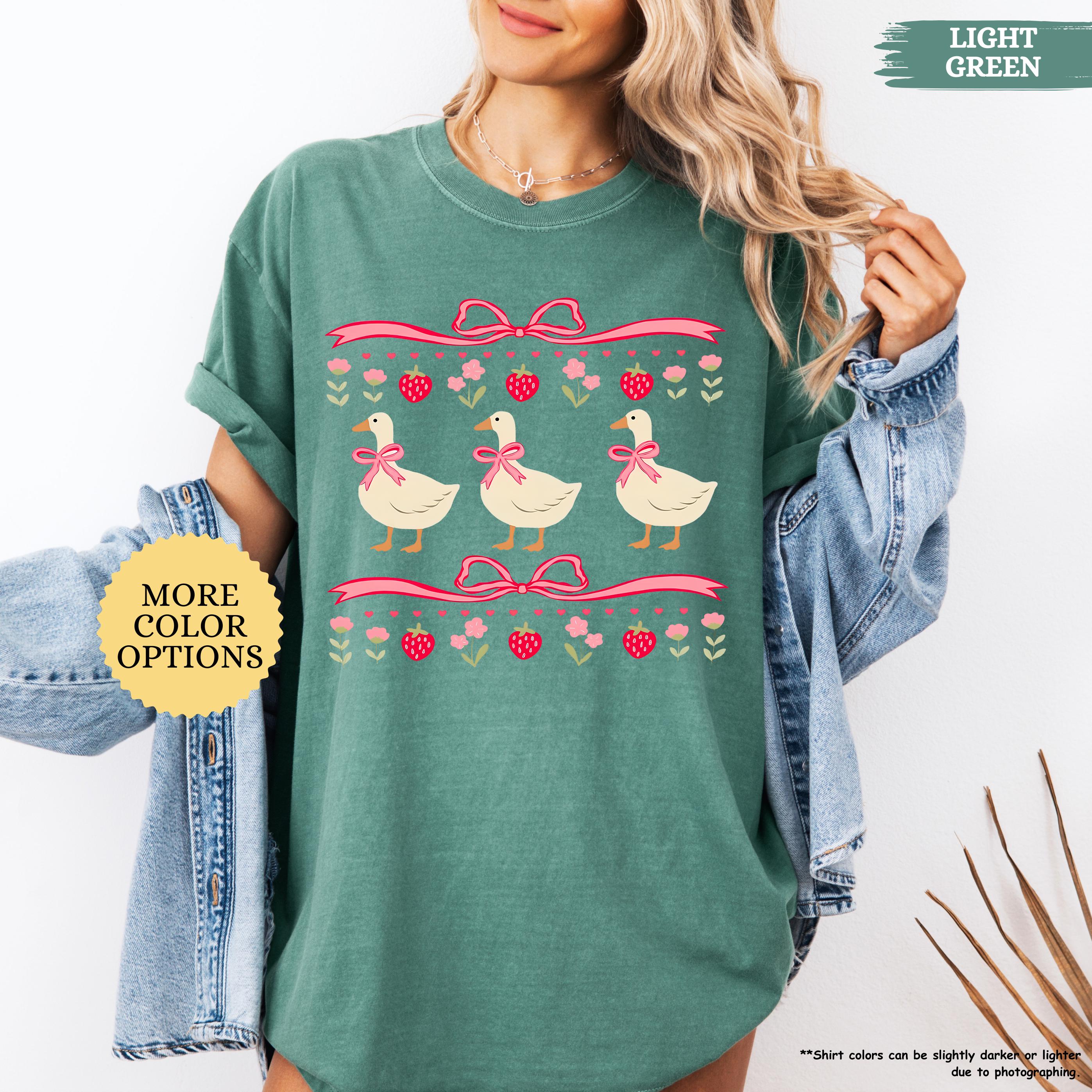 Comfort Colors® Cute Strawberry Goose Shirt, Summer Woman Gift, Goose Lover, Mama Goose, Coquette Strawberry, Mothers Day, Country Girl Tee