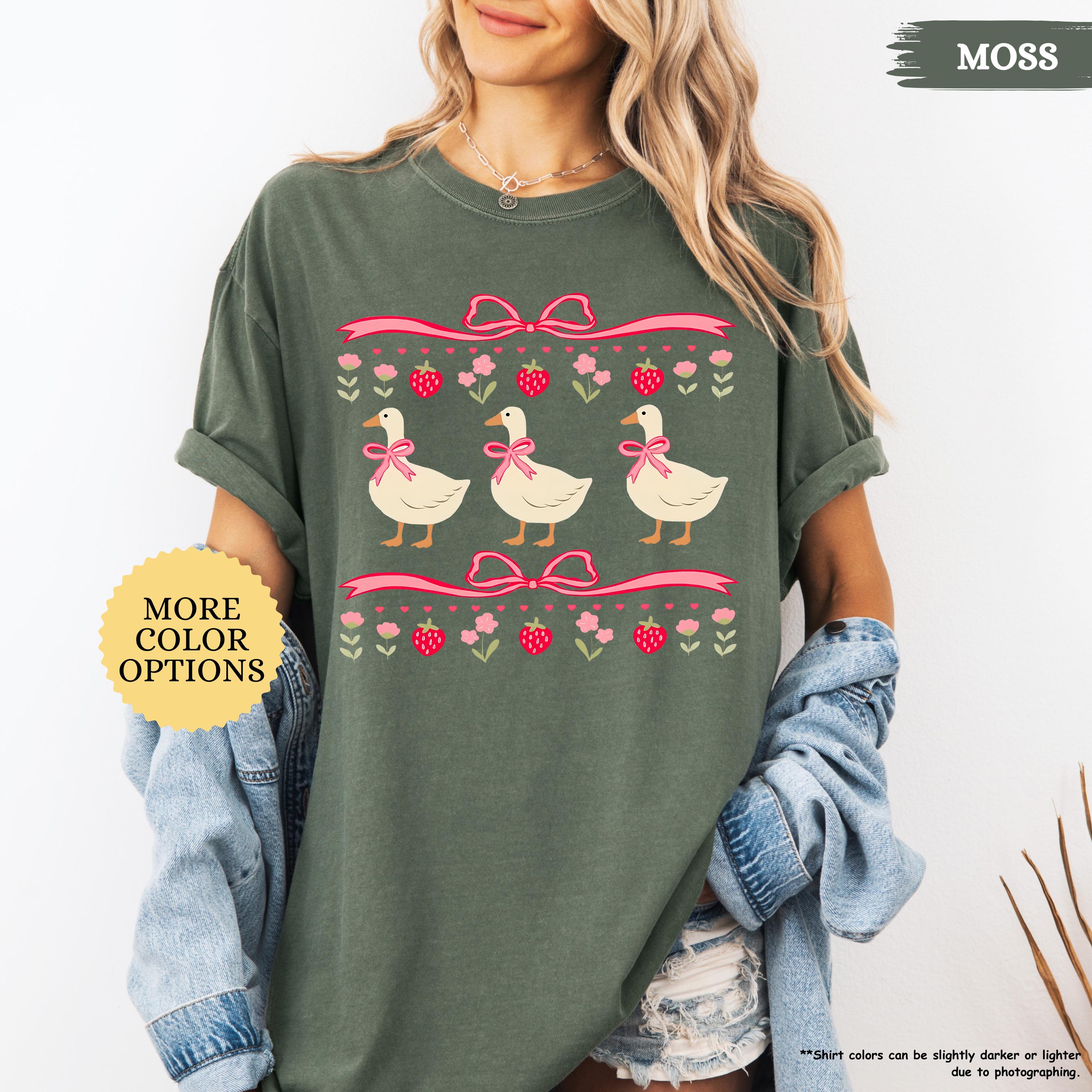 Comfort Colors® Cute Strawberry Goose Shirt, Summer Woman Gift, Goose Lover, Mama Goose, Coquette Strawberry, Mothers Day, Country Girl Tee
