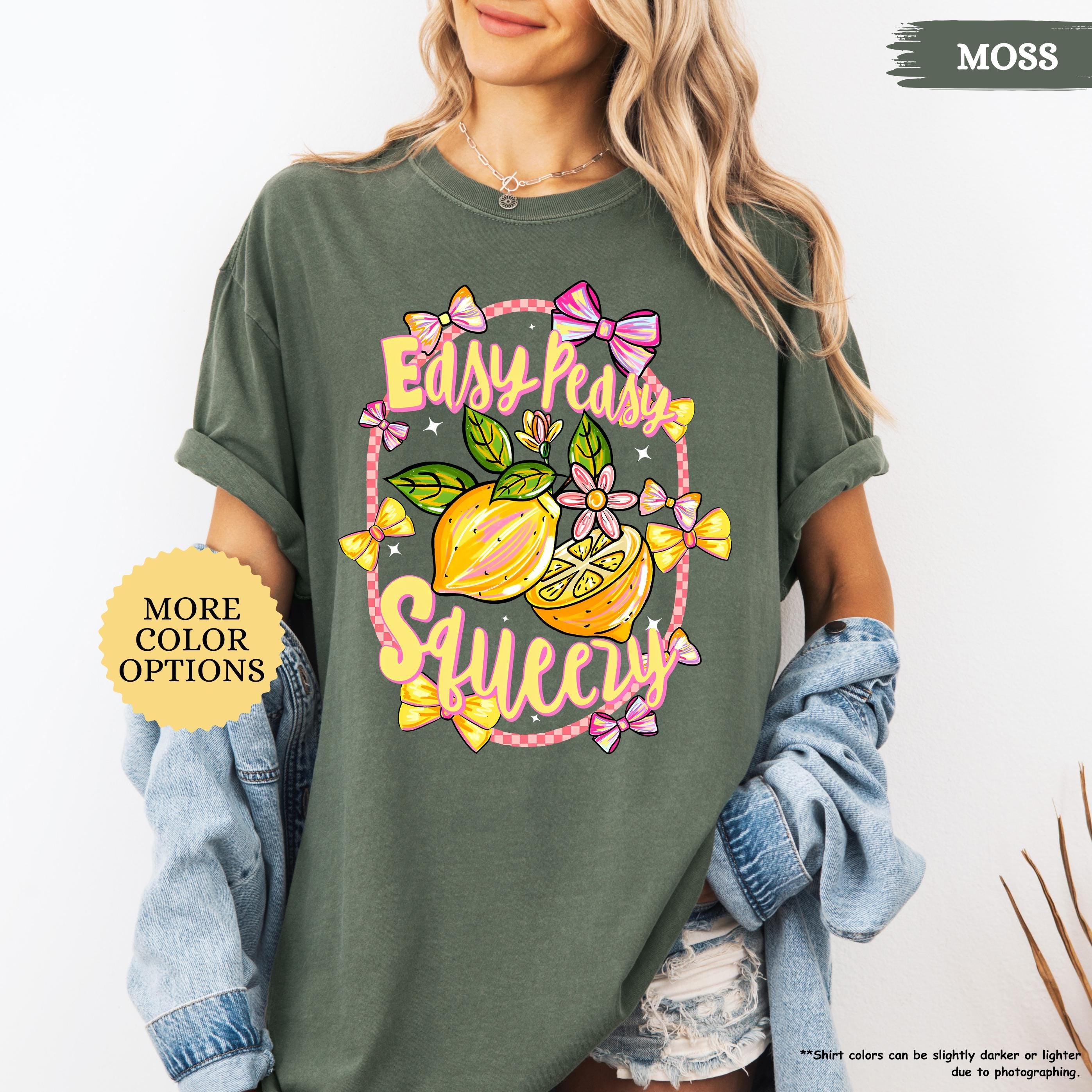 Comfort Colors® Preppy Lemon Summer Shirt, Lemon Coquette Tee, Woman Summer Gift, Girly Summer Vacation, Easy Peasy, Cottagecore Beach Shirt