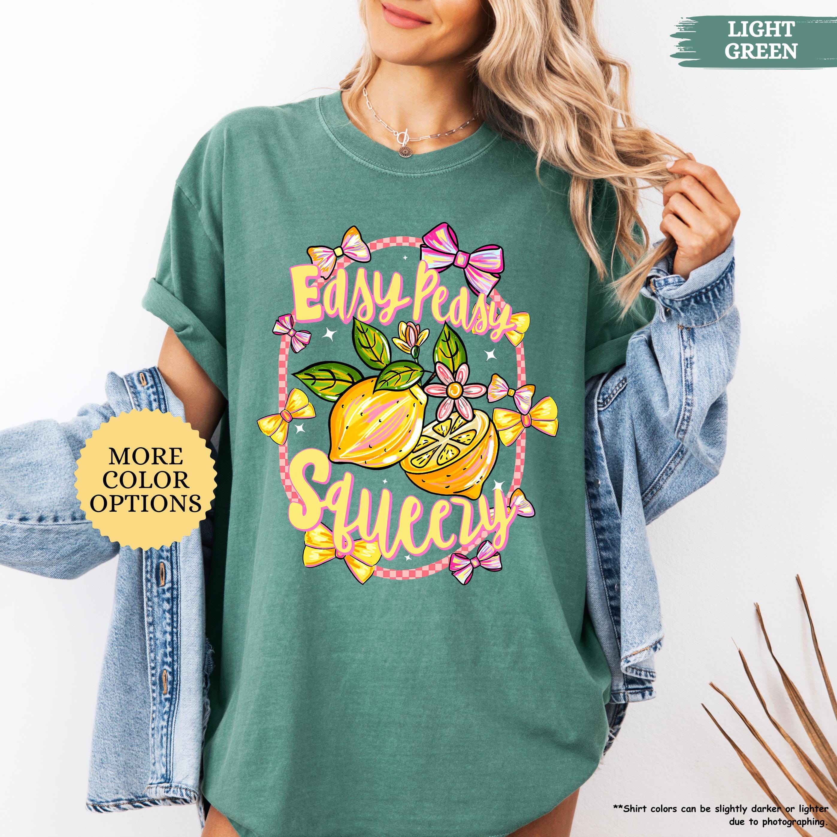 Comfort Colors® Preppy Lemon Summer Shirt, Lemon Coquette Tee, Woman Summer Gift, Girly Summer Vacation, Easy Peasy, Cottagecore Beach Shirt