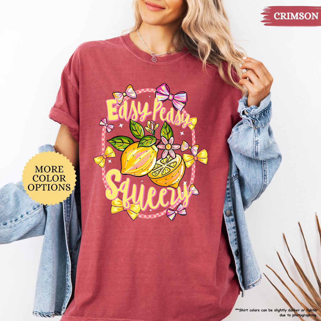 Comfort Colors® Preppy Lemon Summer Shirt, Lemon Coquette Tee, Woman Summer Gift, Girly Summer Vacation, Easy Peasy, Cottagecore Beach Shirt