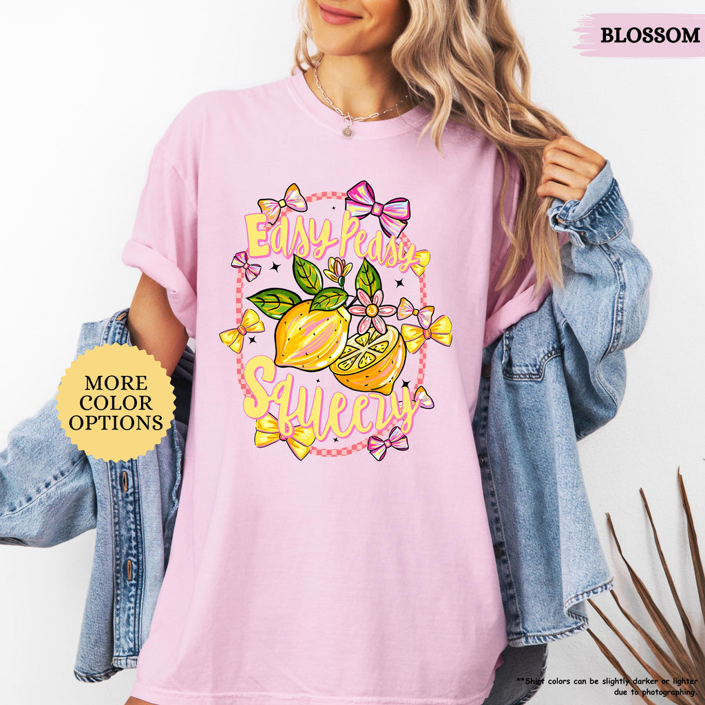Comfort Colors® Preppy Lemon Summer Shirt, Lemon Coquette Tee, Woman Summer Gift, Girly Summer Vacation, Easy Peasy, Cottagecore Beach Shirt