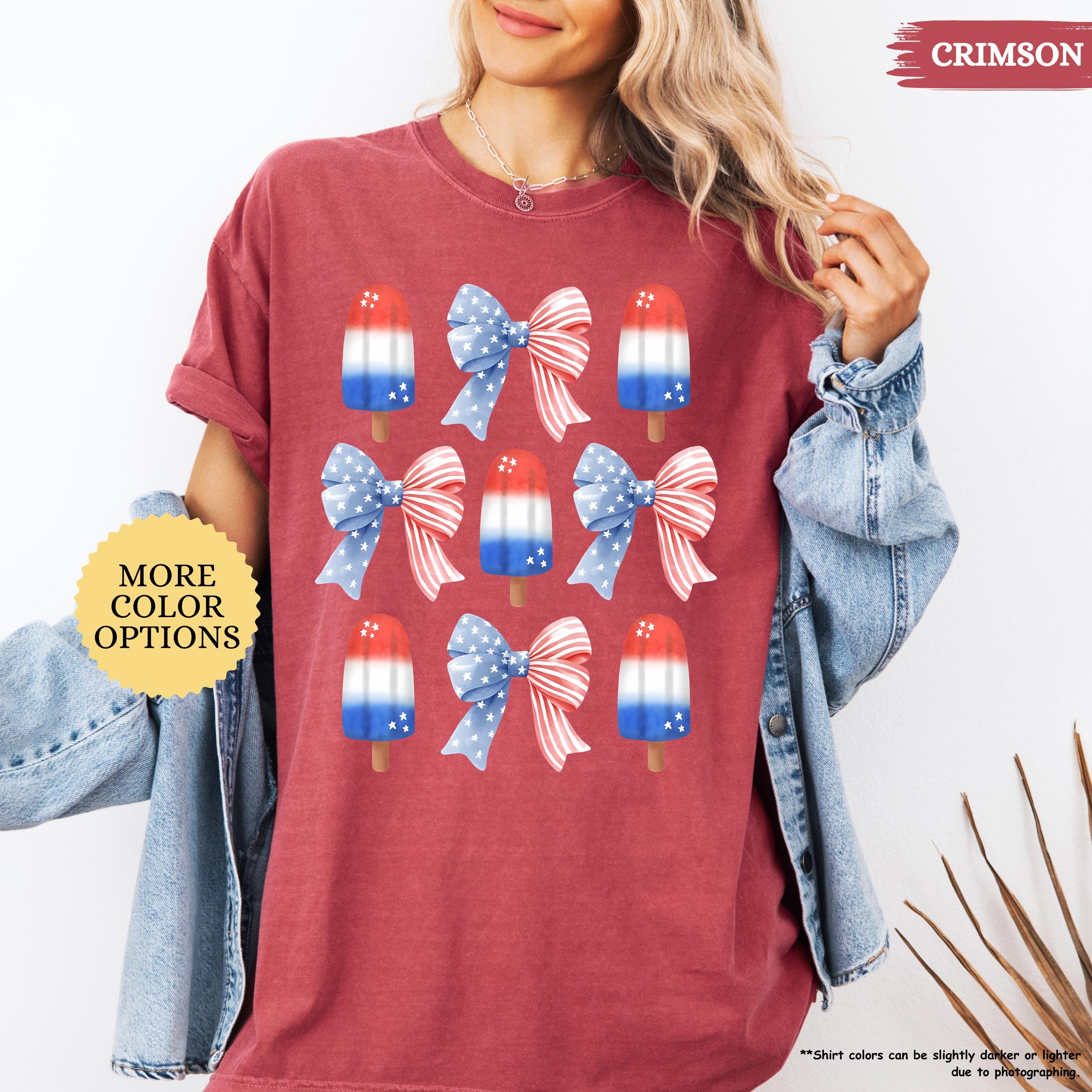 Comfort Colors® Patriotic Coquette Shirt, 4th Of July Gift, Sweet Land of Liberty Tee, USA Ice-Cream, American Girl, Mom Patriotic, USA Flag