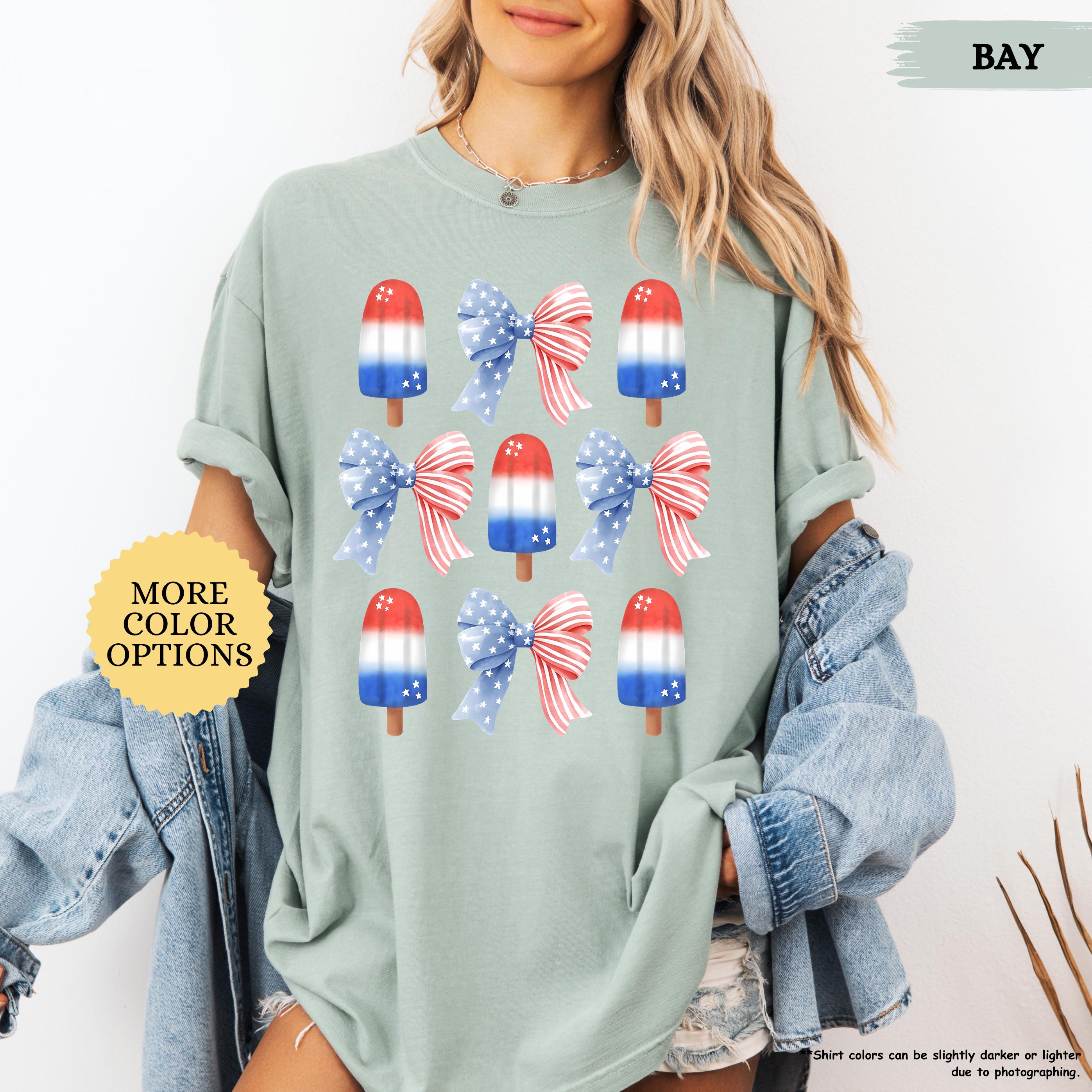 Comfort Colors® Patriotic Coquette Shirt, 4th Of July Gift, Sweet Land of Liberty Tee, USA Ice-Cream, American Girl, Mom Patriotic, USA Flag