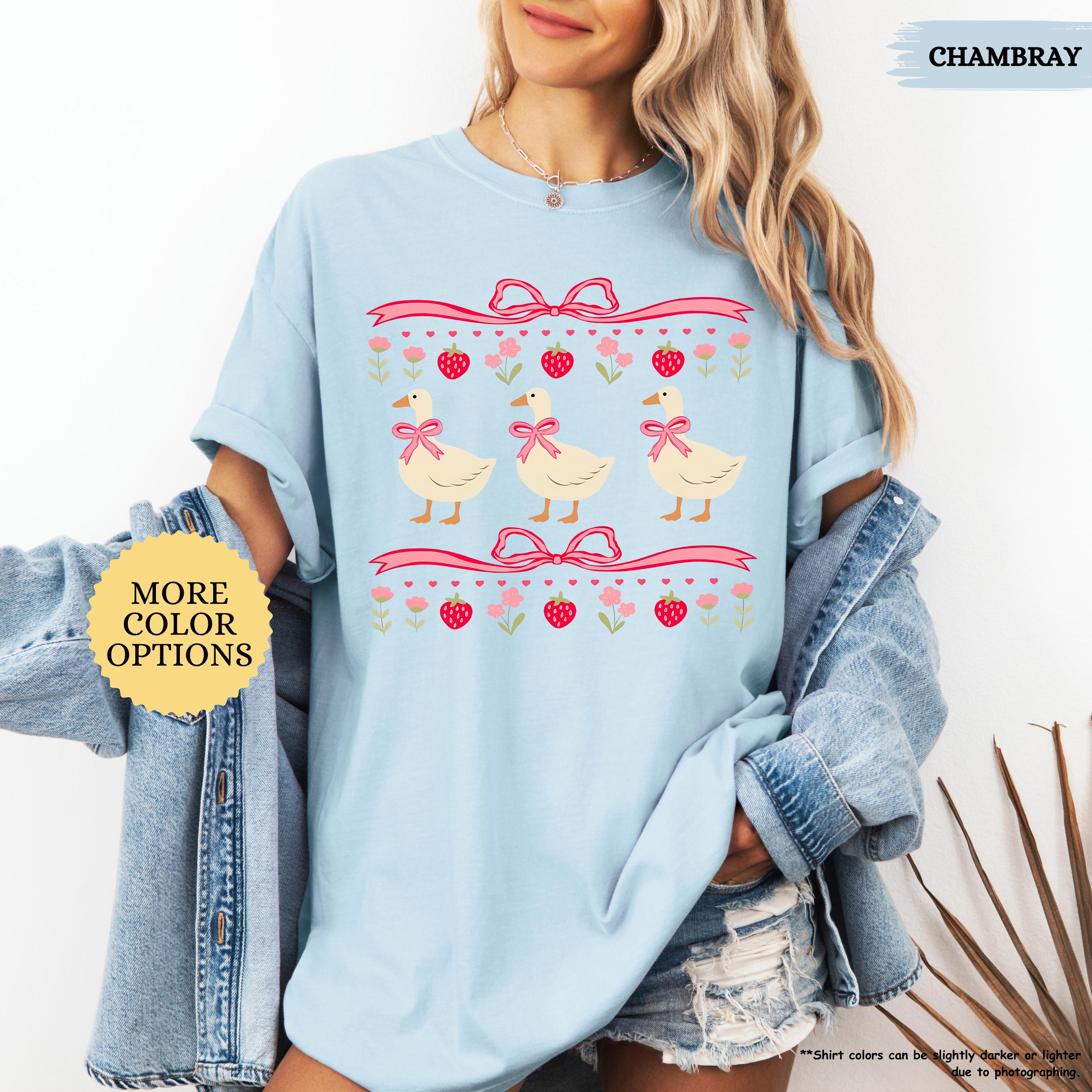 Comfort Colors® Cute Strawberry Goose Shirt, Summer Woman Gift, Goose Lover, Mama Goose, Coquette Strawberry, Mothers Day, Country Girl Tee