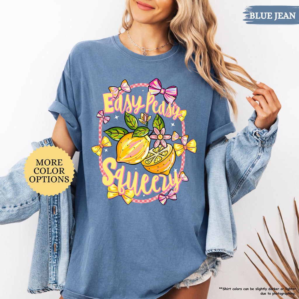 Comfort Colors® Preppy Lemon Summer Shirt, Lemon Coquette Tee, Woman Summer Gift, Girly Summer Vacation, Easy Peasy, Cottagecore Beach Shirt