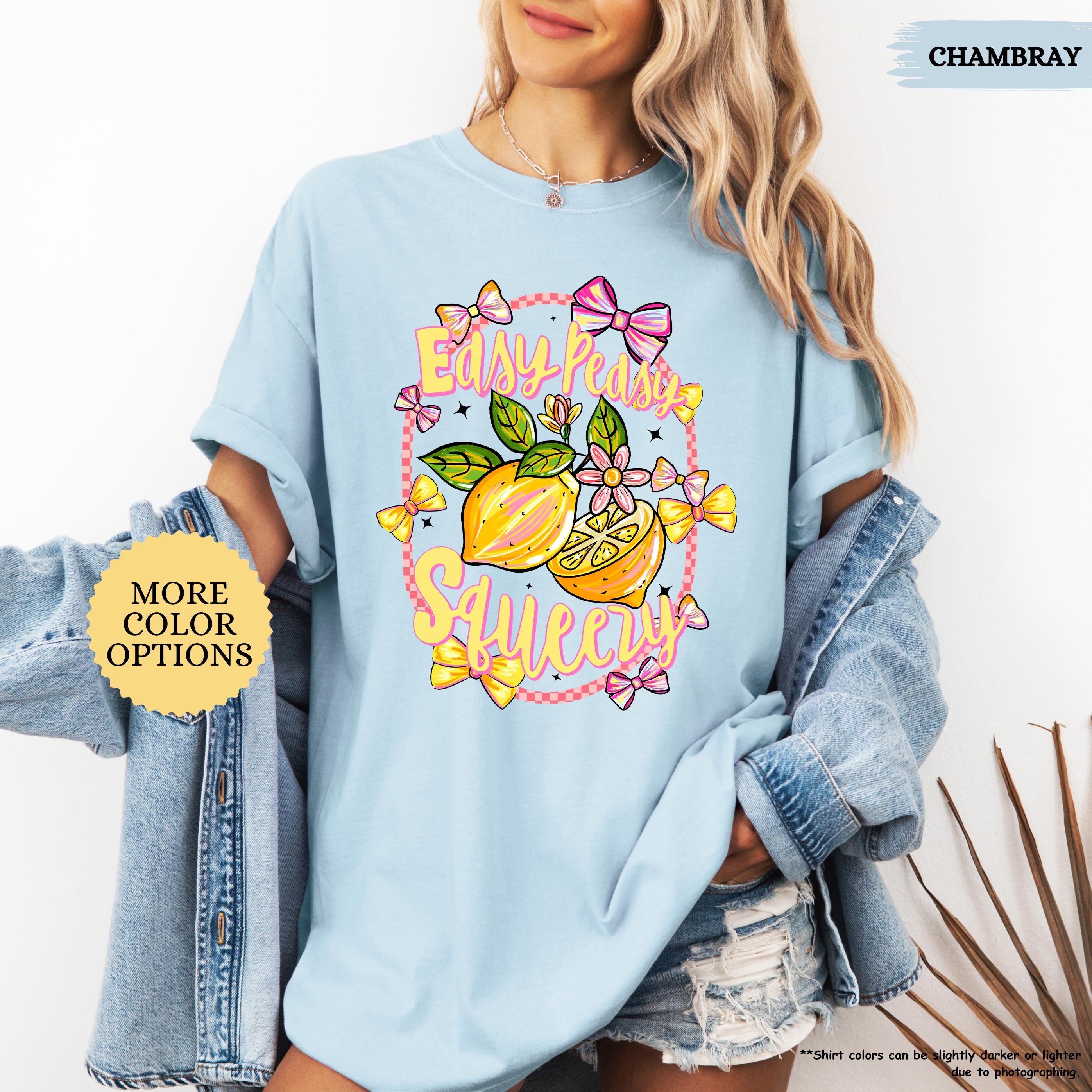 Comfort Colors® Preppy Lemon Summer Shirt, Lemon Coquette Tee, Woman Summer Gift, Girly Summer Vacation, Easy Peasy, Cottagecore Beach Shirt