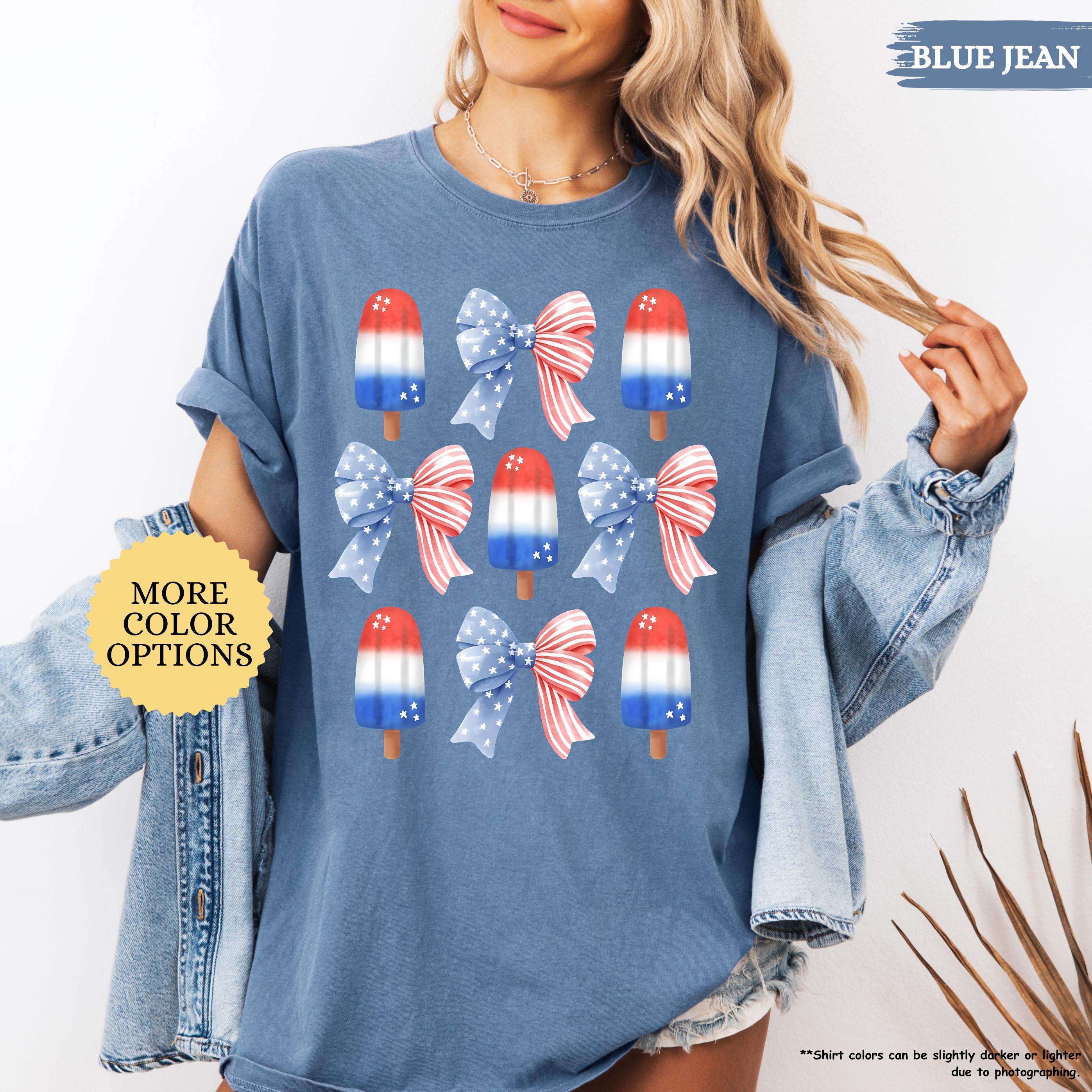 Comfort Colors® Patriotic Coquette Shirt, 4th Of July Gift, Sweet Land of Liberty Tee, USA Ice-Cream, American Girl, Mom Patriotic, USA Flag