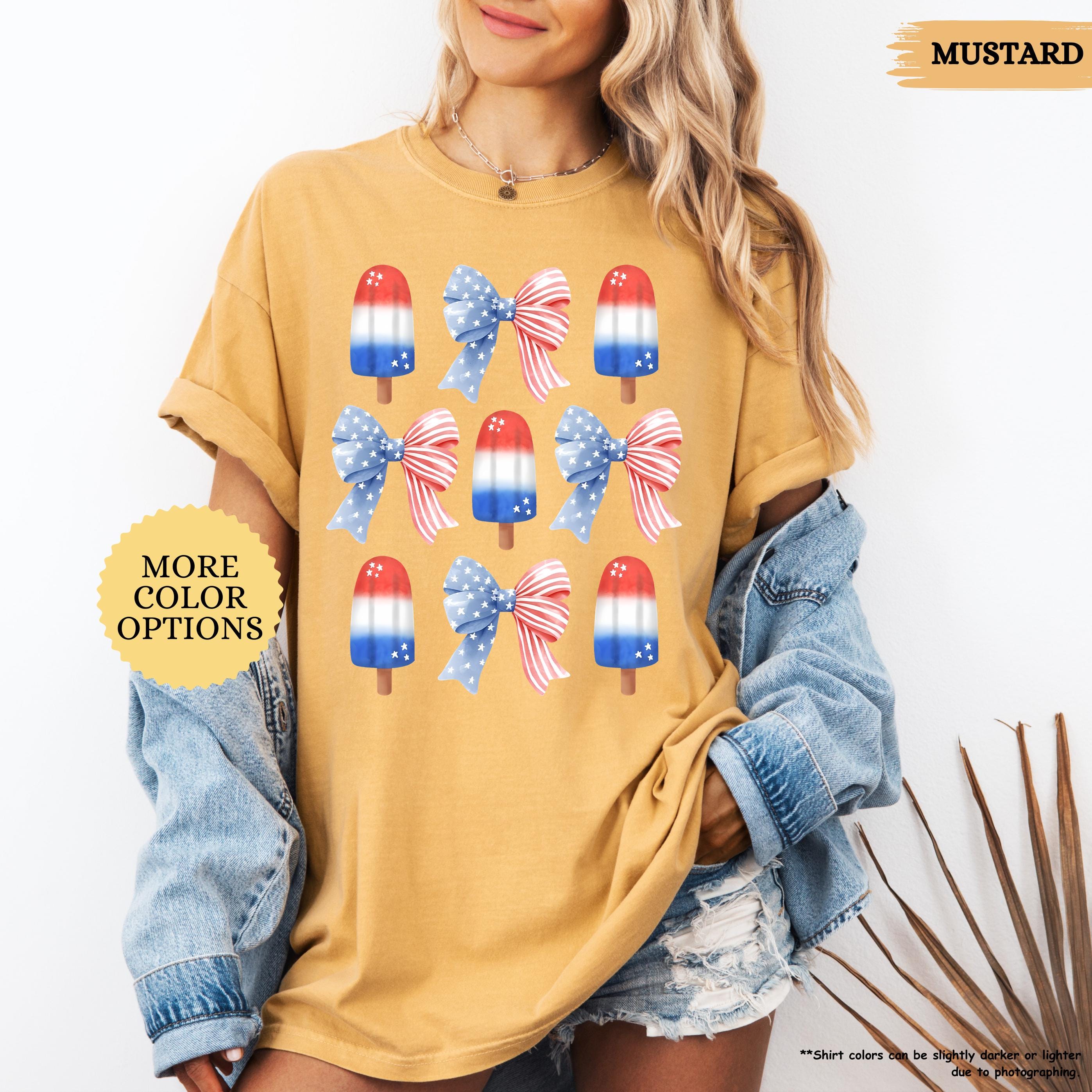 Comfort Colors® Patriotic Coquette Shirt, 4th Of July Gift, Sweet Land of Liberty Tee, USA Ice-Cream, American Girl, Mom Patriotic, USA Flag