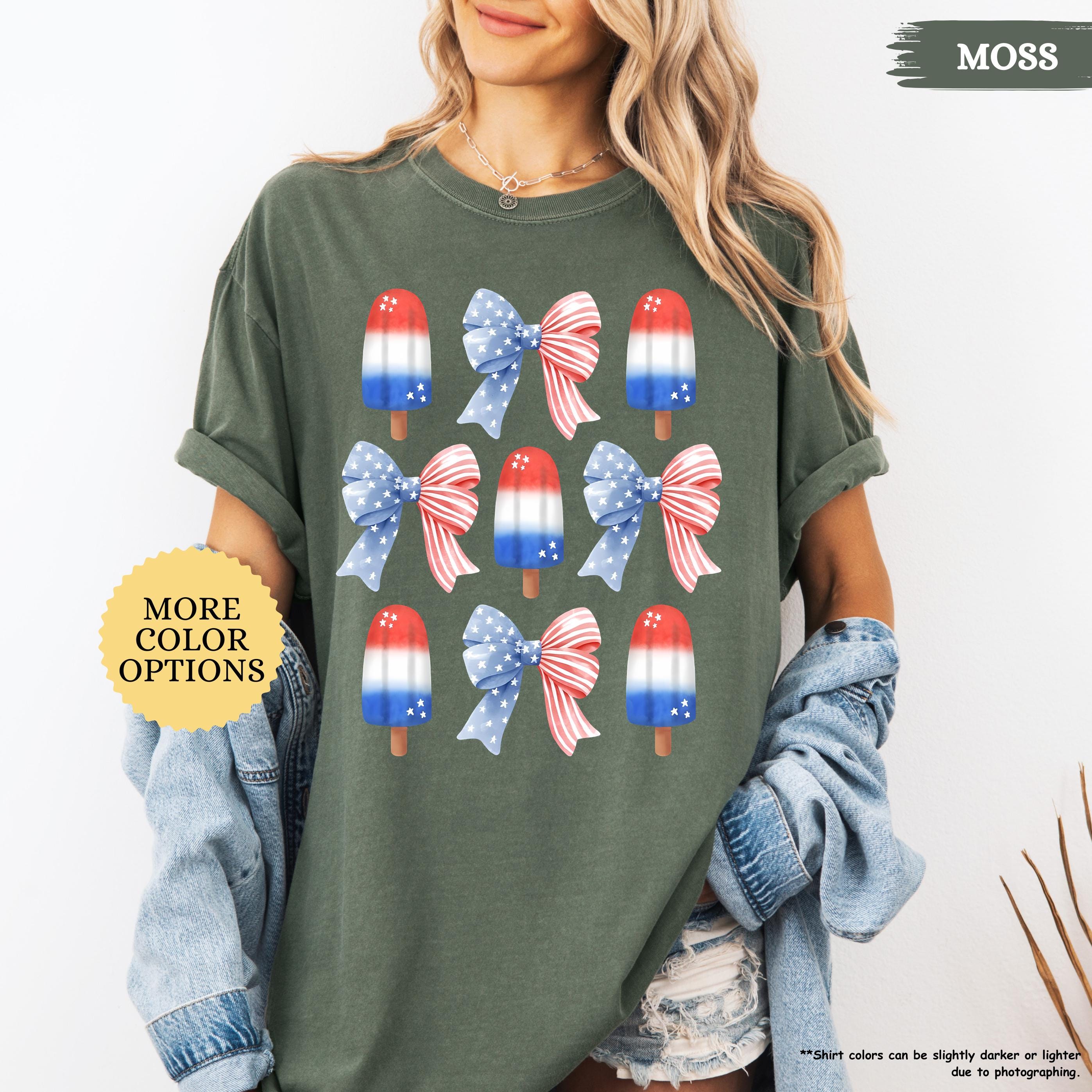Comfort Colors® Patriotic Coquette Shirt, 4th Of July Gift, Sweet Land of Liberty Tee, USA Ice-Cream, American Girl, Mom Patriotic, USA Flag