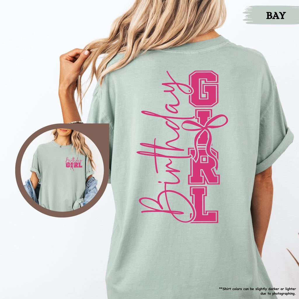 Comfort Colors® Birthday Girl Shirt, Birthday Girl Coquette Gift, Girls Birthday Party, Happy Birthday Crew, Birthday Trip, Front Back Tee