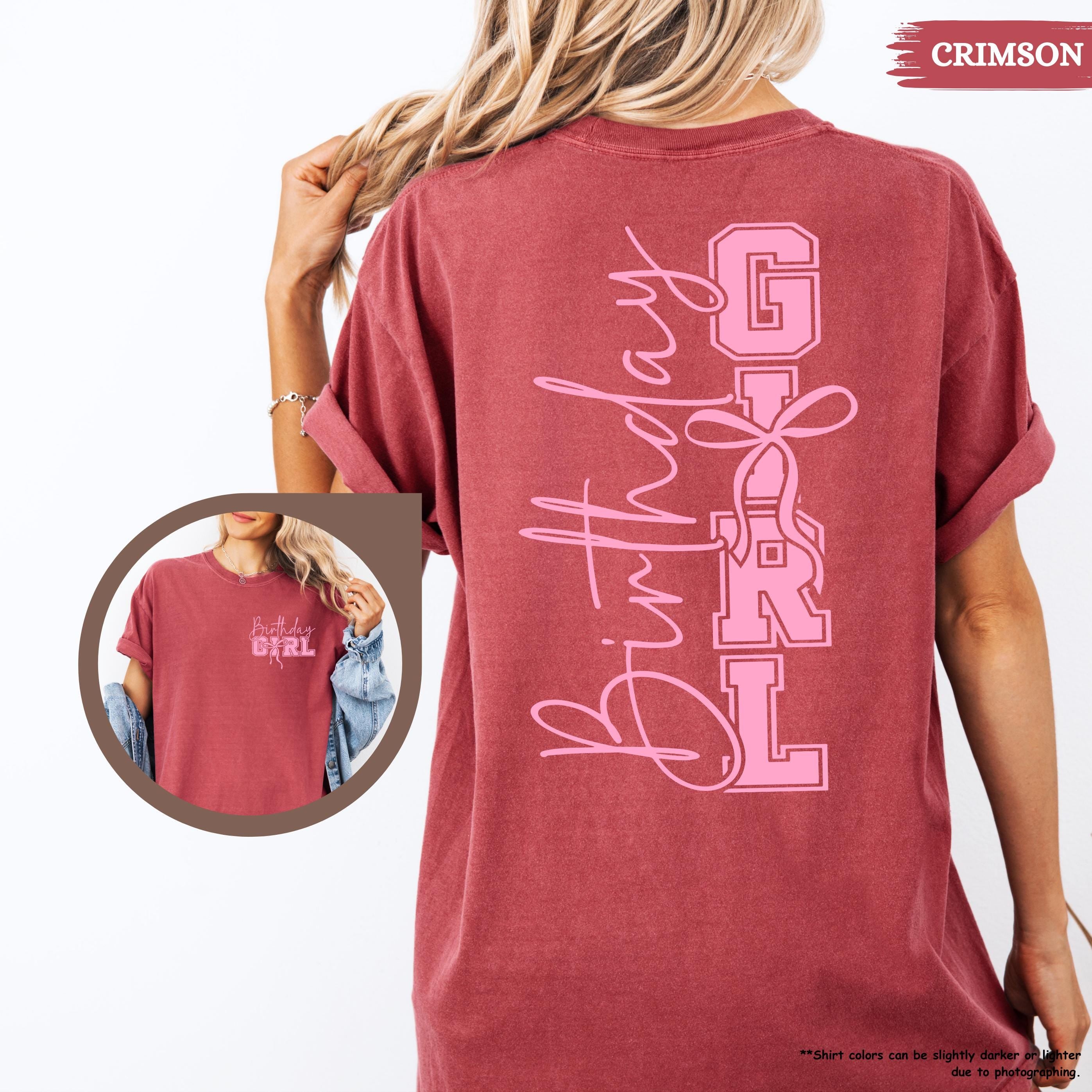 Comfort Colors® Birthday Girl Shirt, Birthday Girl Coquette Gift, Girls Birthday Party, Happy Birthday Crew, Birthday Trip, Front Back Tee