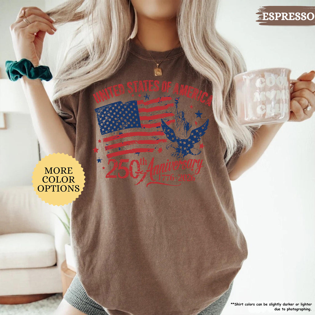 Comfort Colors® America 250th Anniversary Shirt, Patriotic Eagle Tee, Distressed 4th Of July Shirt, American Flag Shirt, Patriotic Gifts