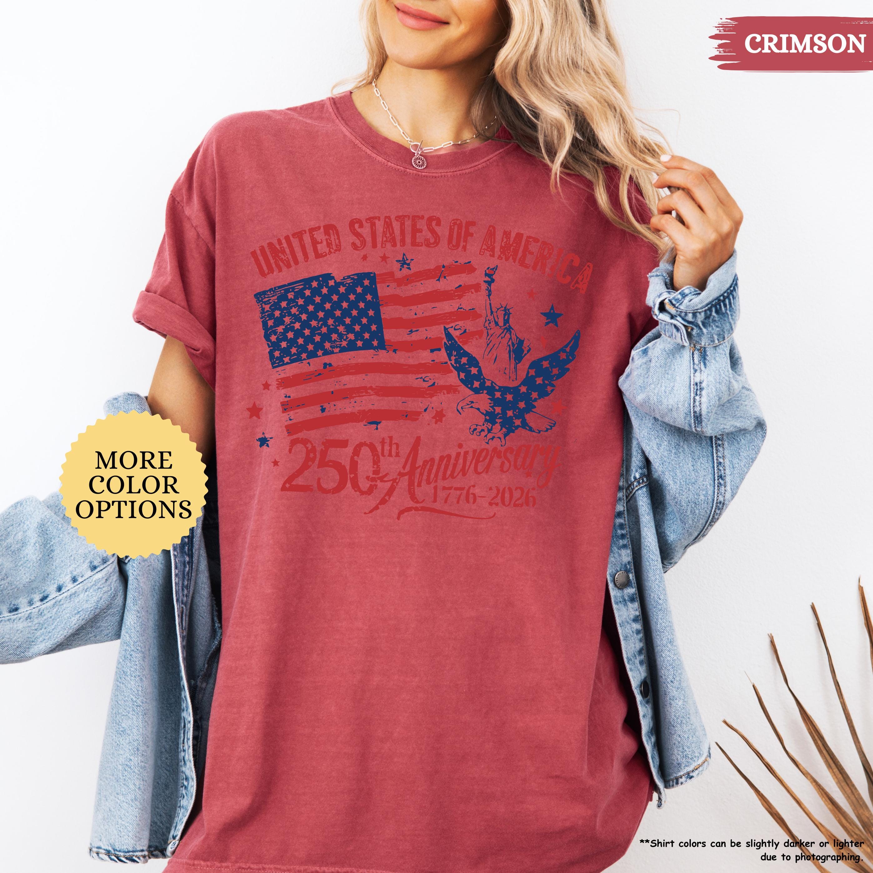 Comfort Colors® America 250th Anniversary Shirt, Patriotic Eagle Tee, Distressed 4th Of July Shirt, American Flag Shirt, Patriotic Gifts