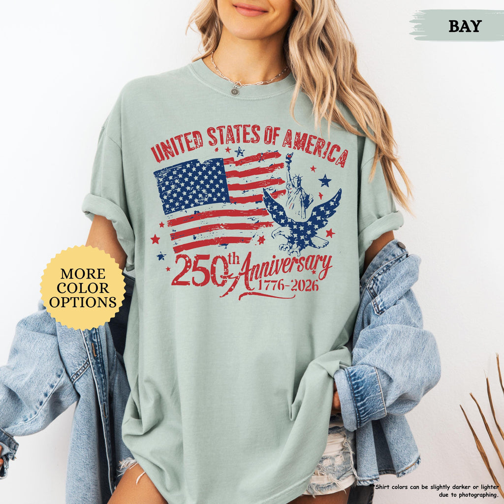 Comfort Colors® America 250th Anniversary Shirt, Patriotic Eagle Tee, Distressed 4th Of July Shirt, American Flag Shirt, Patriotic Gifts