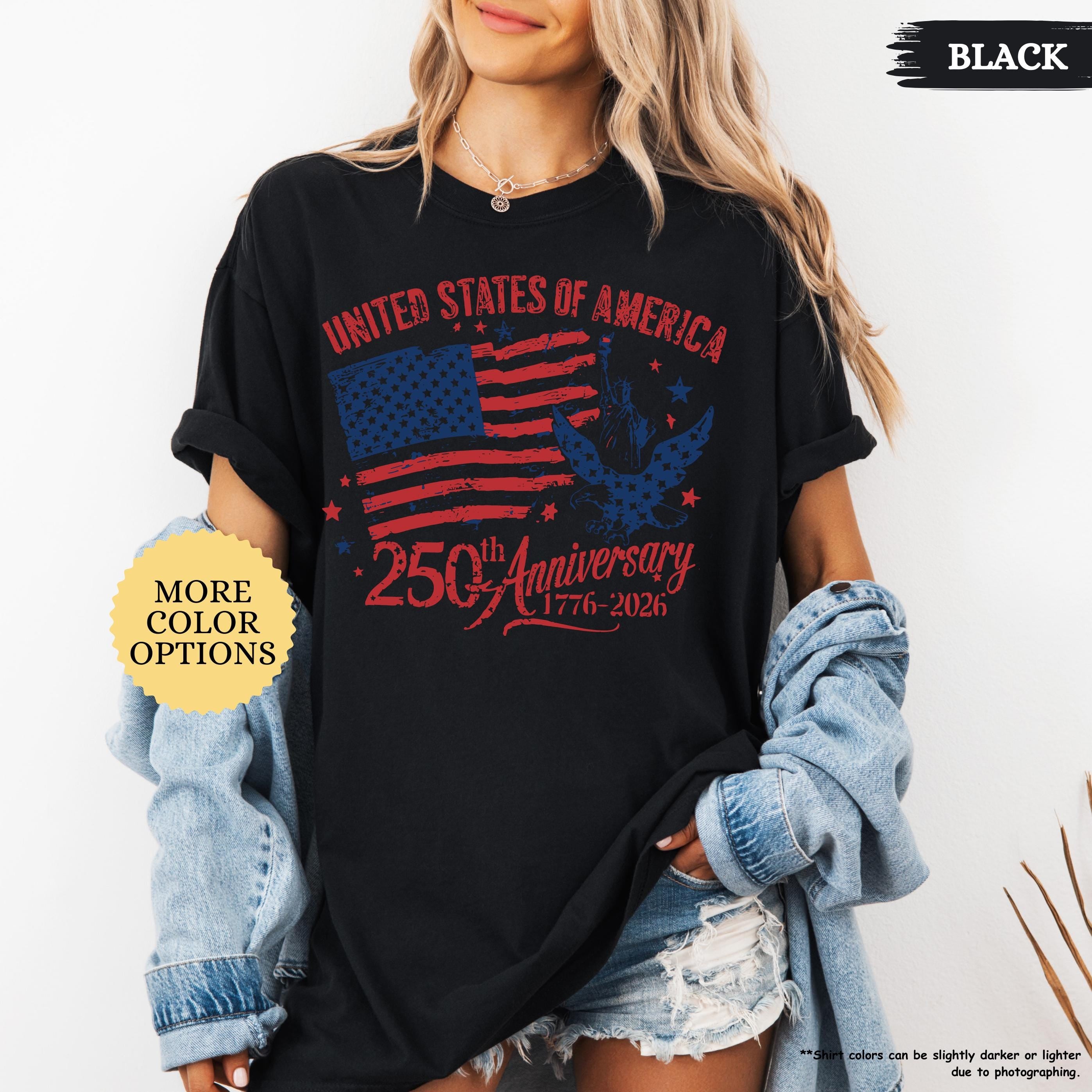 Comfort Colors® America 250th Anniversary Shirt, Patriotic Eagle Tee, Distressed 4th Of July Shirt, American Flag Shirt, Patriotic Gifts