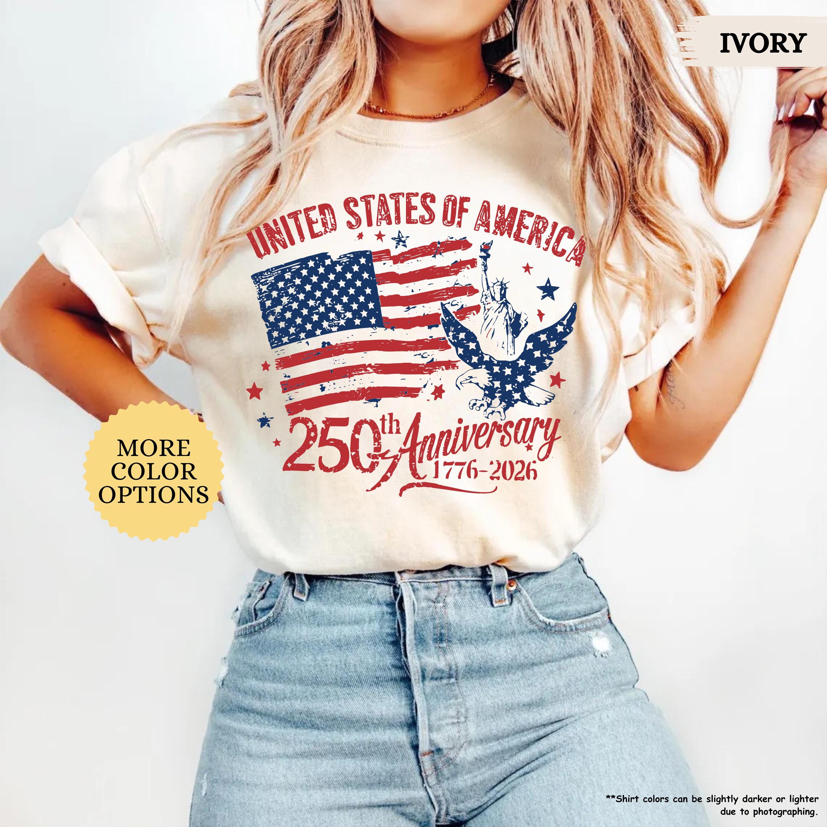 Comfort Colors® America 250th Anniversary Shirt, Patriotic Eagle Tee, Distressed 4th Of July Shirt, American Flag Shirt, Patriotic Gifts