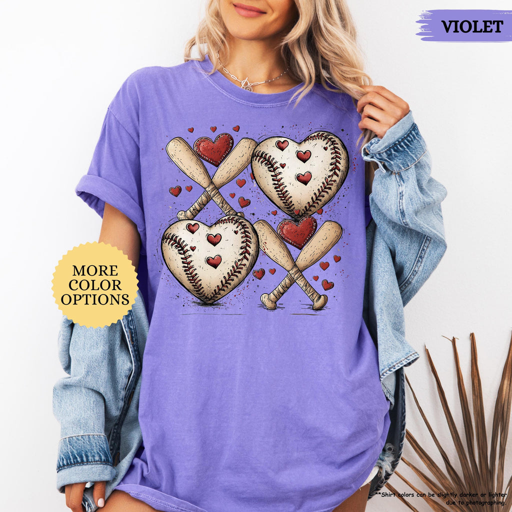 Comfort Colors® Baseball Valentines Day Shirt, Baseball XOXO Shirt, Baseball Lover Tee, Baseball Valentine Gifts, Baseball Mom, Baseball Tee