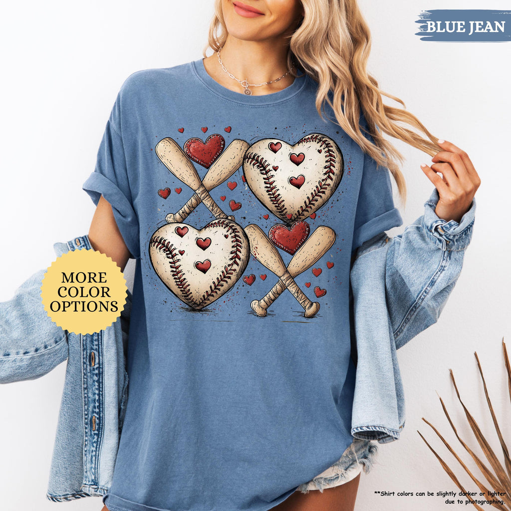 Comfort Colors® Baseball Valentines Day Shirt, Baseball XOXO Shirt, Baseball Lover Tee, Baseball Valentine Gifts, Baseball Mom, Baseball Tee