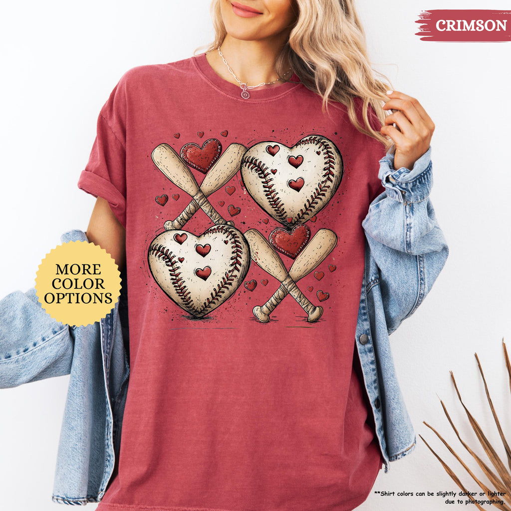 Comfort Colors® Baseball Valentines Day Shirt, Baseball XOXO Shirt, Baseball Lover Tee, Baseball Valentine Gifts, Baseball Mom, Baseball Tee