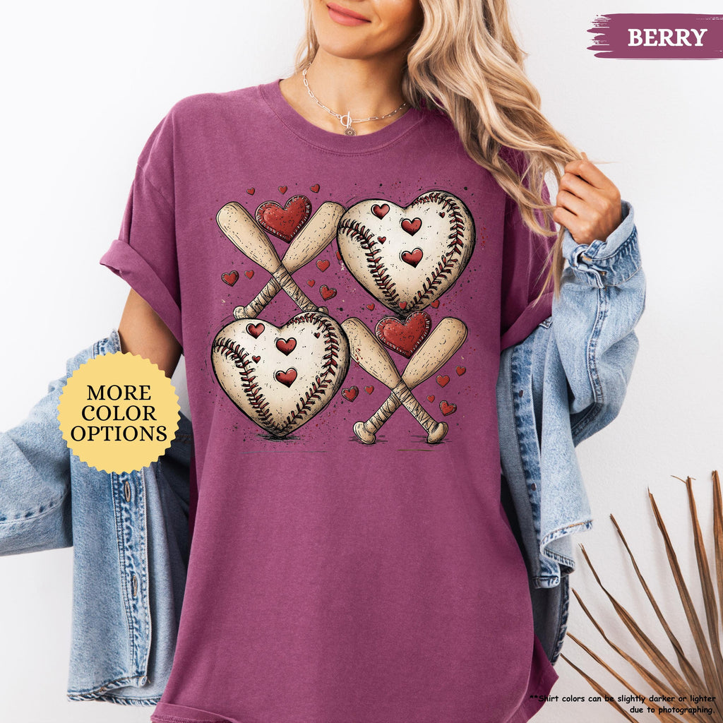 Comfort Colors® Baseball Valentines Day Shirt, Baseball XOXO Shirt, Baseball Lover Tee, Baseball Valentine Gifts, Baseball Mom, Baseball Tee