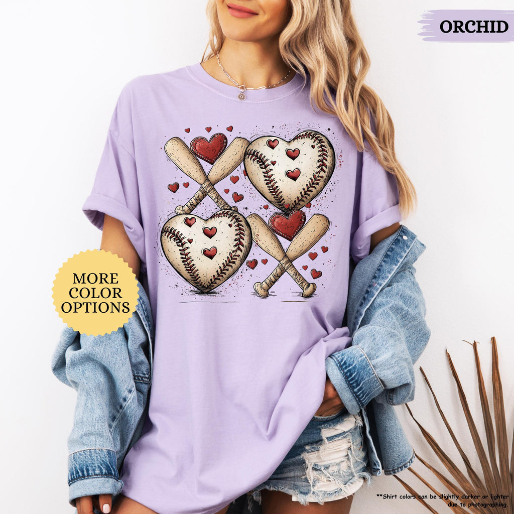 Comfort Colors® Baseball Valentines Day Shirt, Baseball XOXO Shirt, Baseball Lover Tee, Baseball Valentine Gifts, Baseball Mom, Baseball Tee