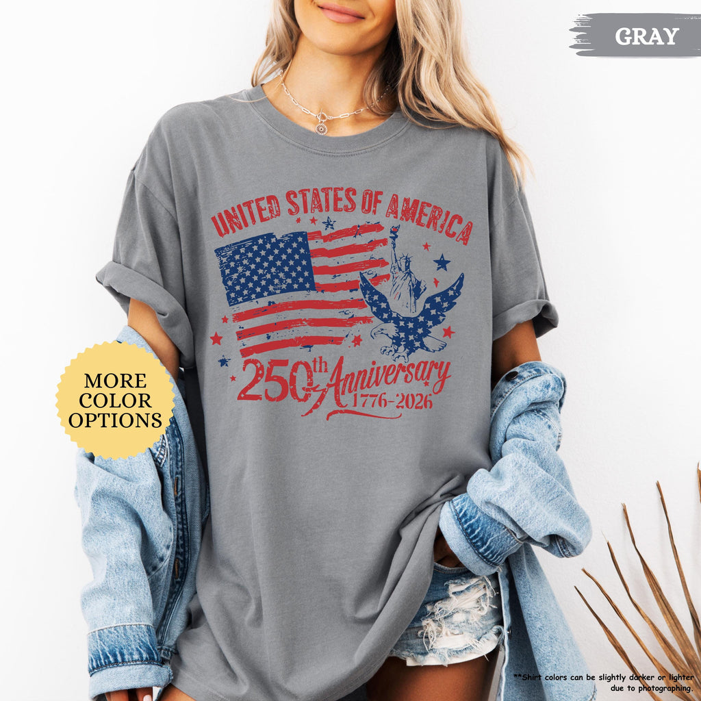 Comfort Colors® America 250th Anniversary Shirt, Patriotic Eagle Tee, Distressed 4th Of July Shirt, American Flag Shirt, Patriotic Gifts