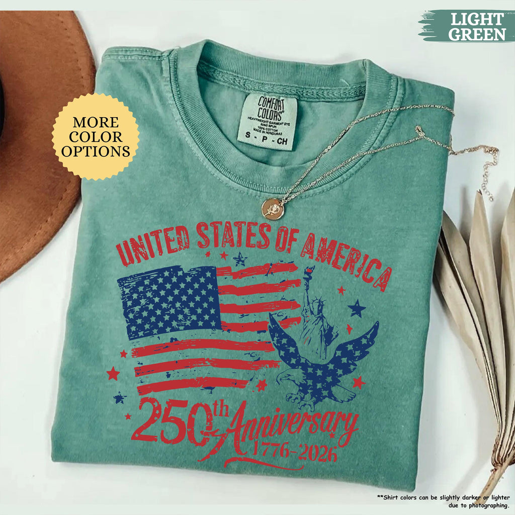 Comfort Colors® America 250th Anniversary Shirt, Patriotic Eagle Tee, Distressed 4th Of July Shirt, American Flag Shirt, Patriotic Gifts