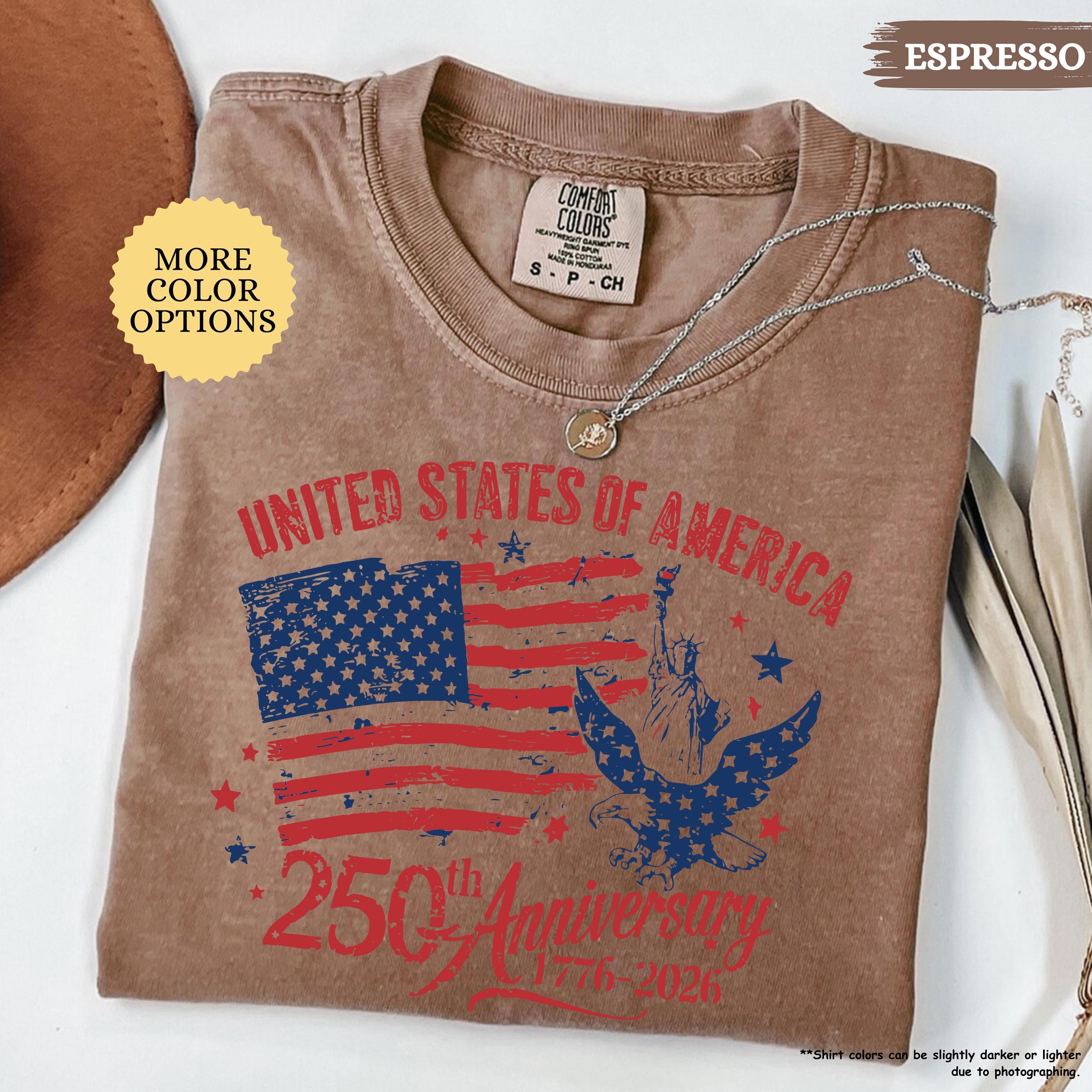 Comfort Colors® America 250th Anniversary Shirt, Patriotic Eagle Tee, Distressed 4th Of July Shirt, American Flag Shirt, Patriotic Gifts
