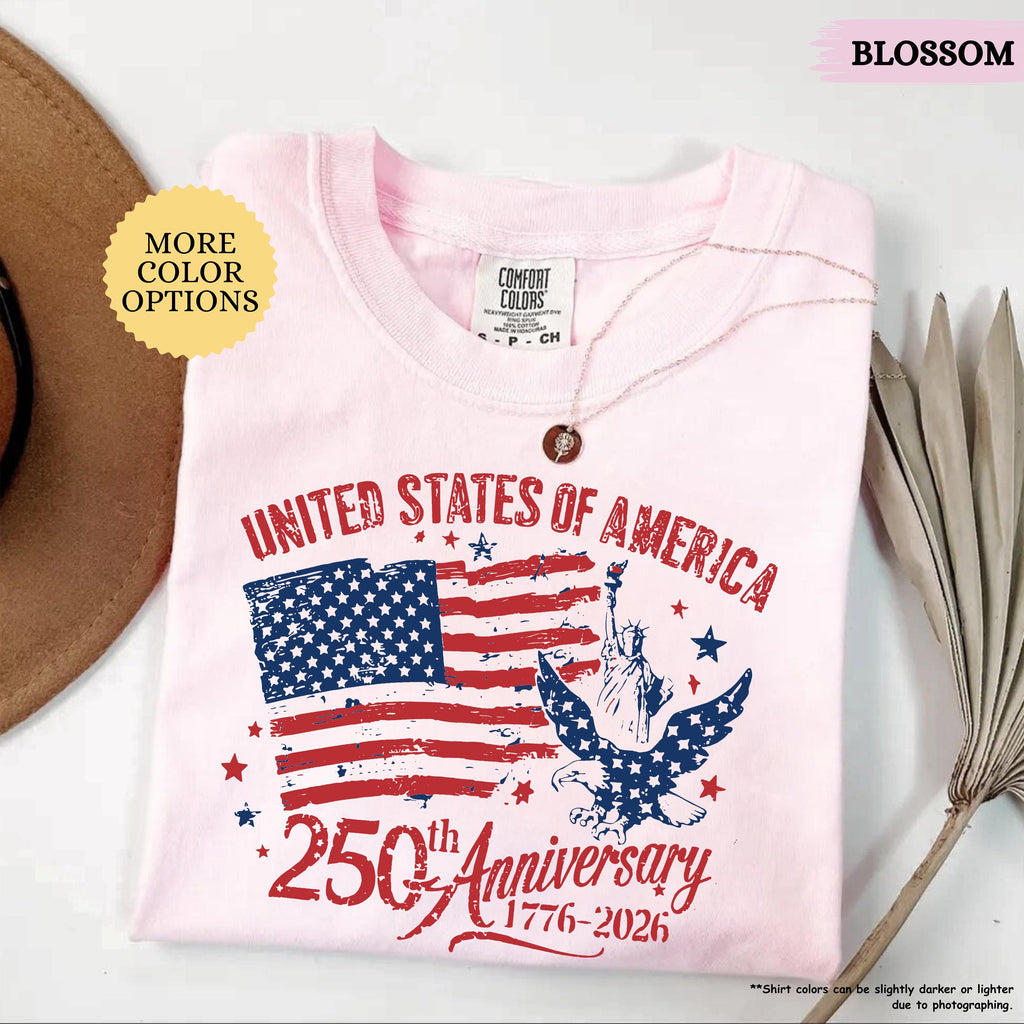 Comfort Colors® America 250th Anniversary Shirt, Patriotic Eagle Tee, Distressed 4th Of July Shirt, American Flag Shirt, Patriotic Gifts