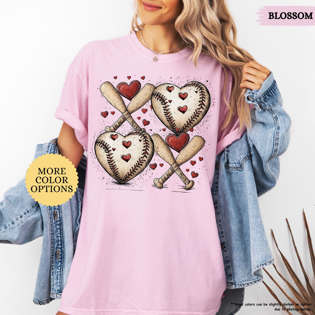Comfort Colors® Baseball Valentines Day Shirt, Baseball XOXO Shirt, Baseball Lover Tee, Baseball Valentine Gifts, Baseball Mom, Baseball Tee