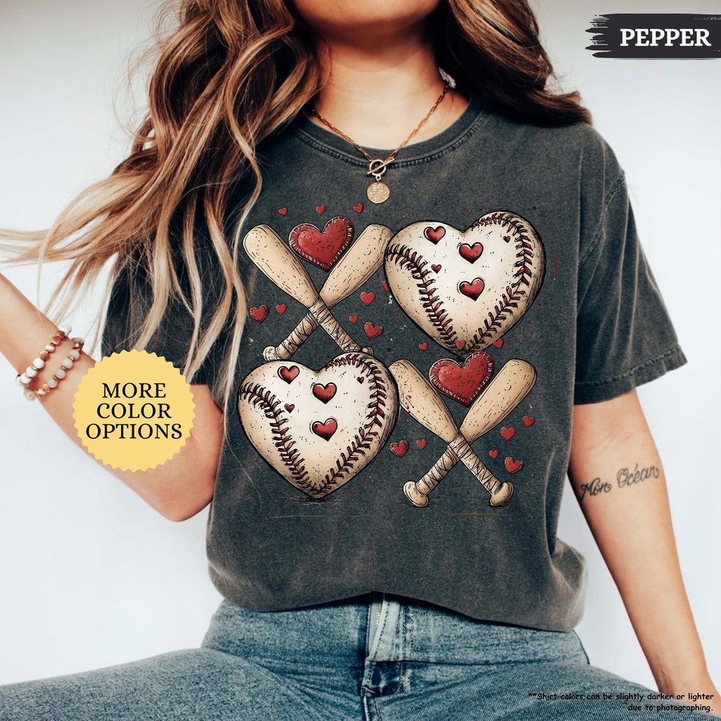 Comfort Colors® Baseball Valentines Day Shirt, Baseball XOXO Shirt, Baseball Lover Tee, Baseball Valentine Gifts, Baseball Mom, Baseball Tee