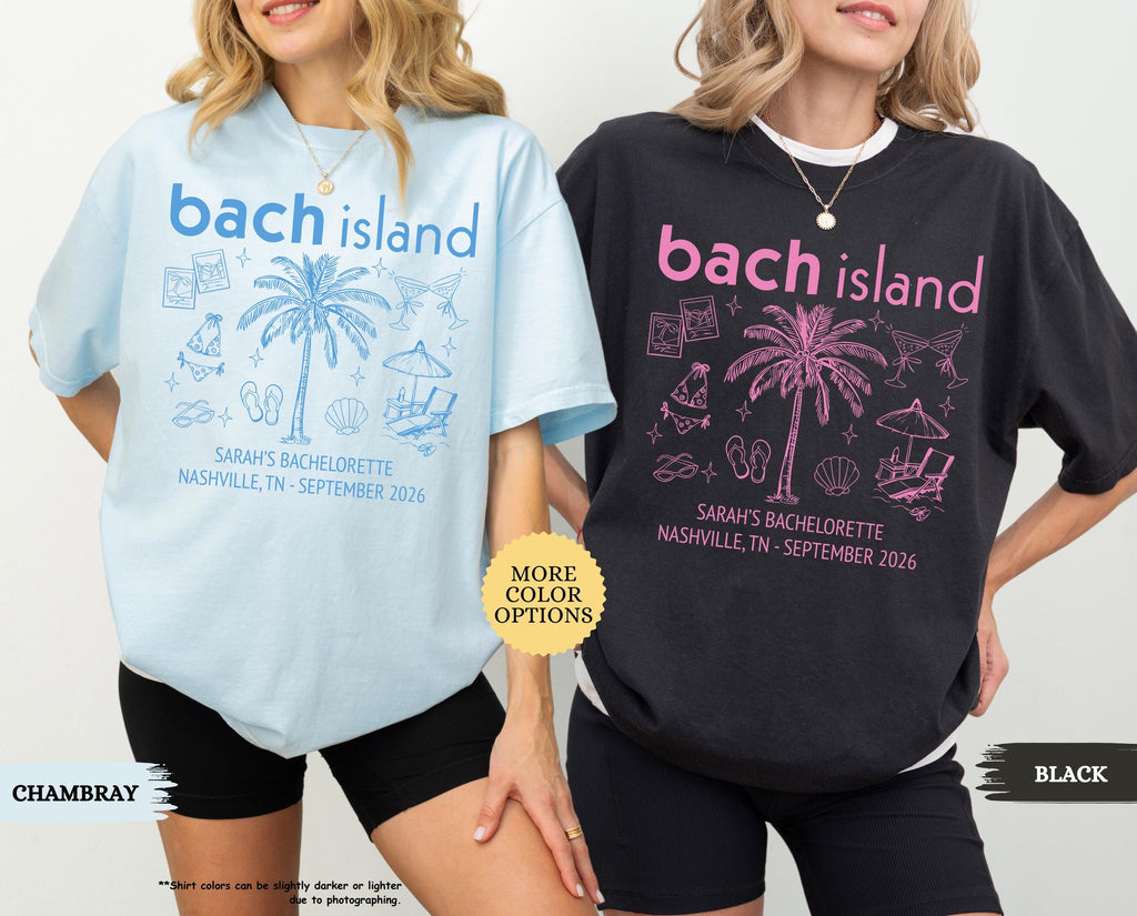 Comfort Colors® Bach Island Shirt, Custom Beach Bachelorette Tee, Coastal Bachelorette Gifts, Island Bridal Party, Beach Themed Bachelorette