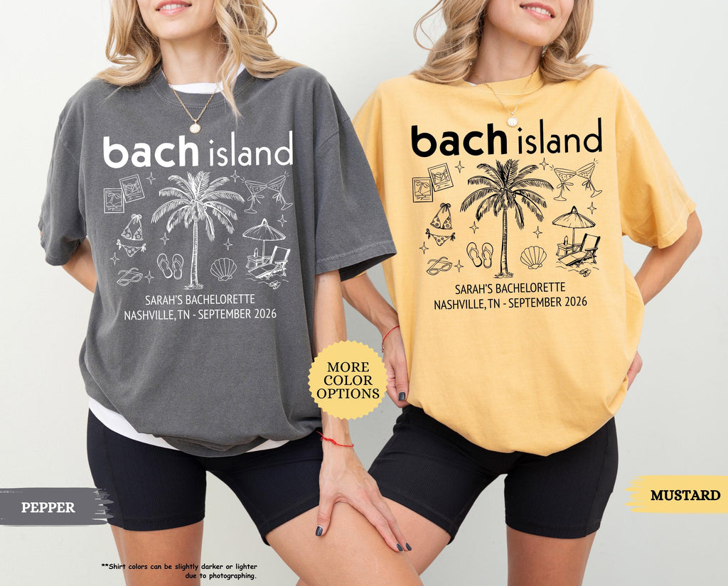 Comfort Colors® Bach Island Shirt, Custom Beach Bachelorette Tee, Coastal Bachelorette Gifts, Island Bridal Party, Beach Themed Bachelorette