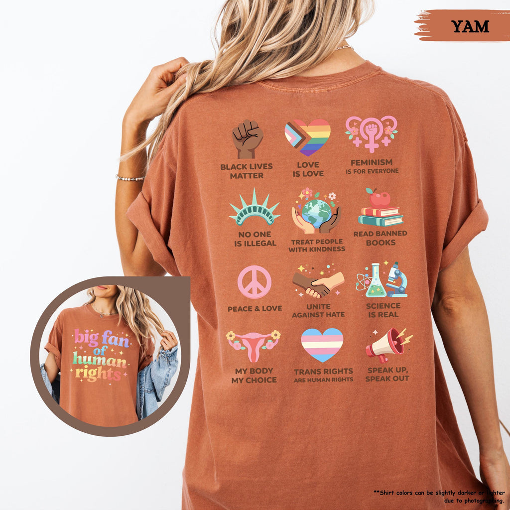 Comfort Colors® Big Fan Of Human Rights Shirt, Equality Shirt, Radicalized by Basic Decency, Social Justice Tee, Rainbow LGBT, Activist Gift