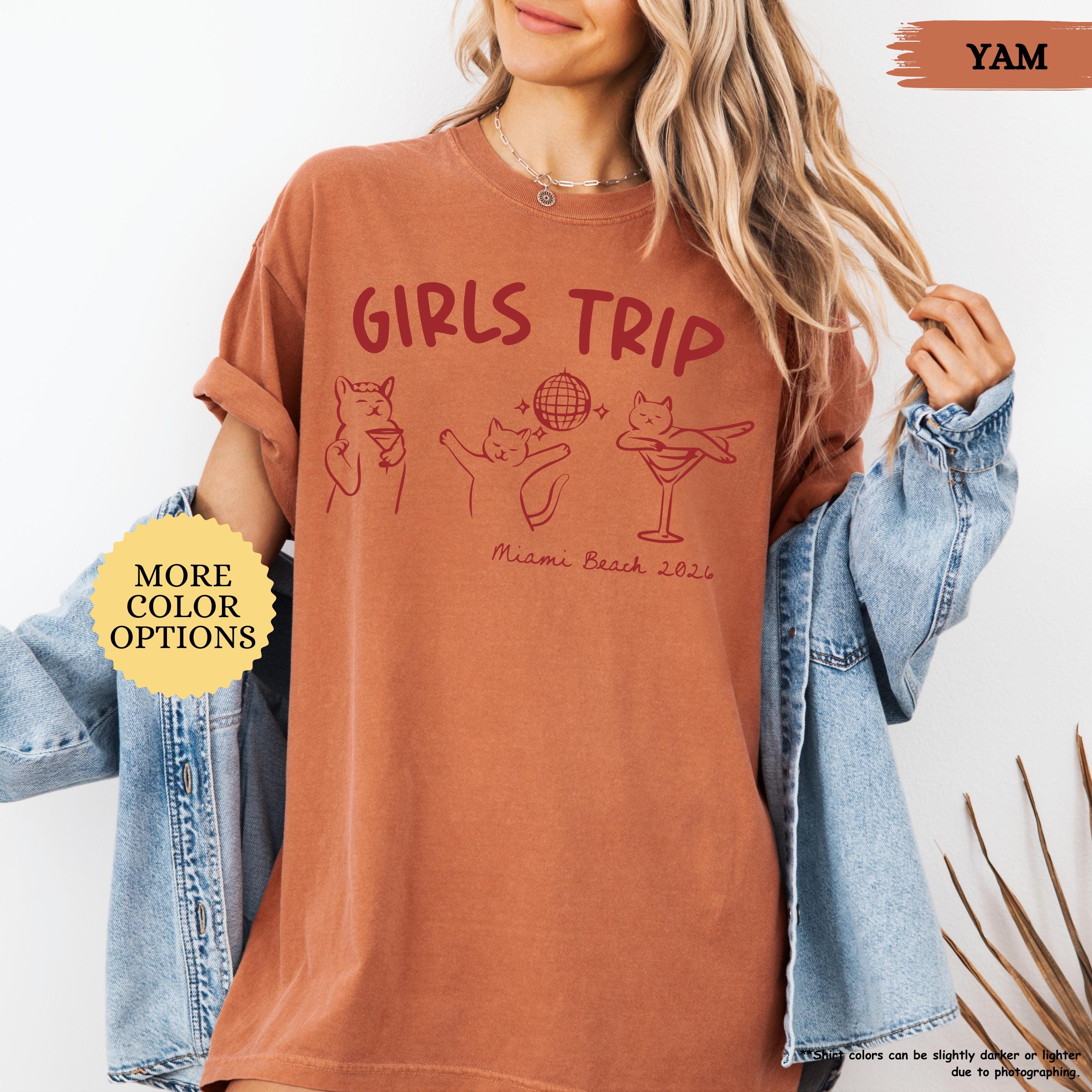Comfort Colors® Custom Girls Trip Shirt, Girls Trip Cat Shirt, Custom Location Tee, Girls Vacation Shirt, Bachelorette Trip, Girls Travel