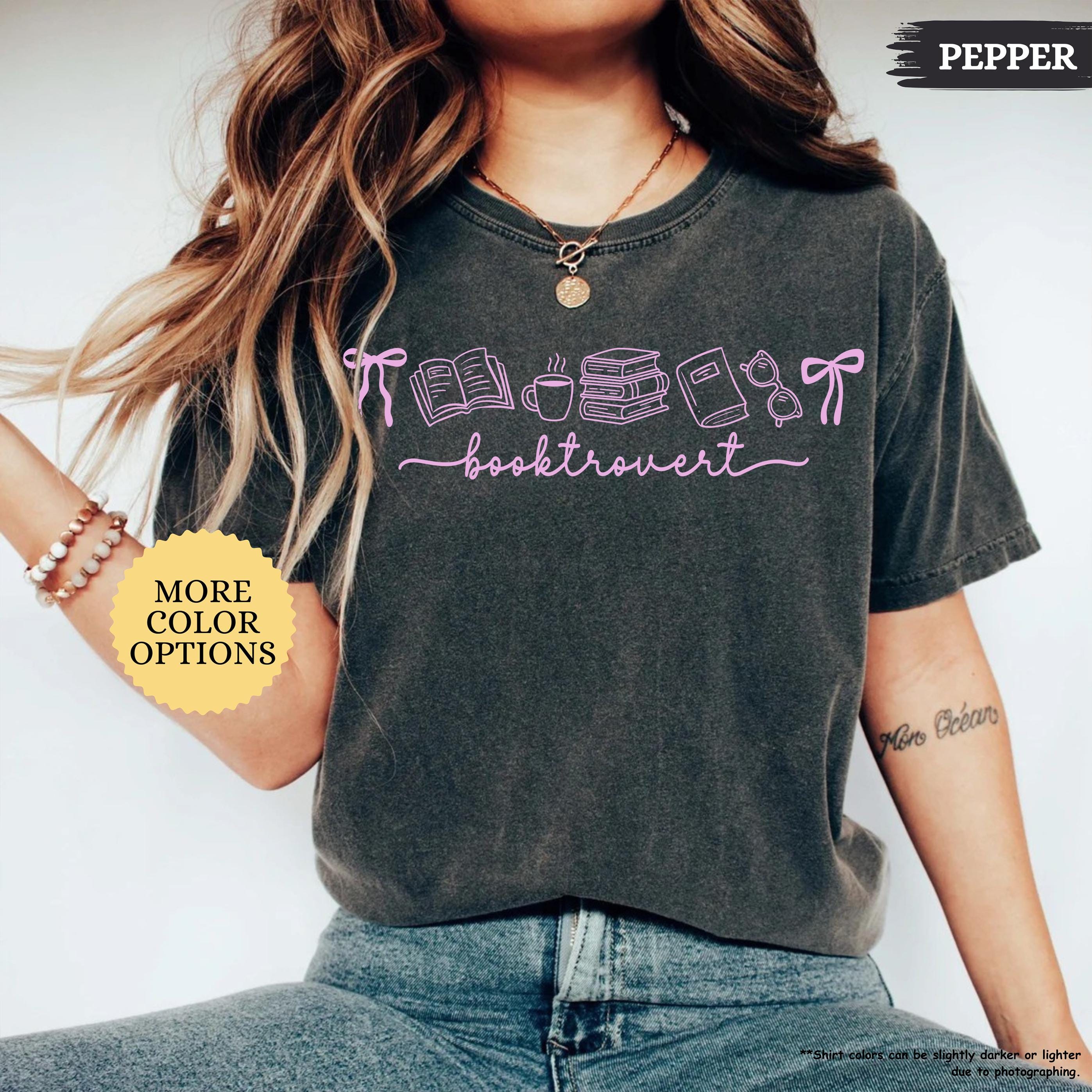 Comfort Colors® Booktrovert Coquette Shirt, Book Lover Gift, Bookish Shirt, Books And Coffee Shirt, Girly Book, Book Club Shirt, Reading Tee