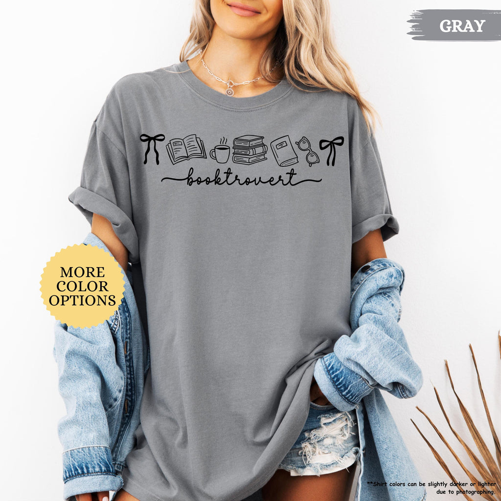 Comfort Colors® Booktrovert Coquette Shirt, Book Lover Gift, Bookish Shirt, Books And Coffee Shirt, Girly Book, Book Club Shirt, Reading Tee