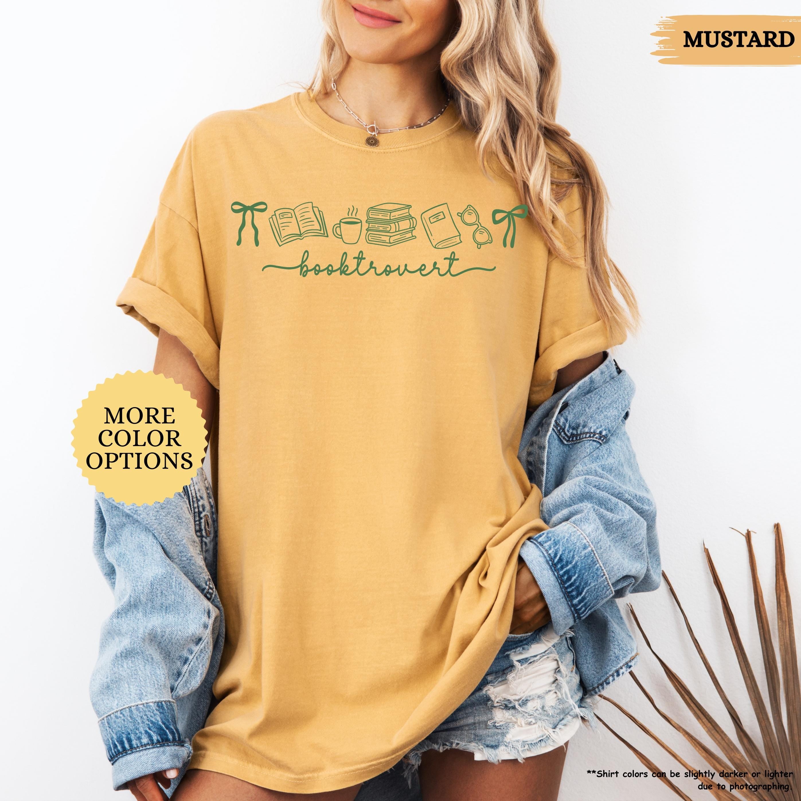 Comfort Colors® Booktrovert Coquette Shirt, Book Lover Gift, Bookish Shirt, Books And Coffee Shirt, Girly Book, Book Club Shirt, Reading Tee