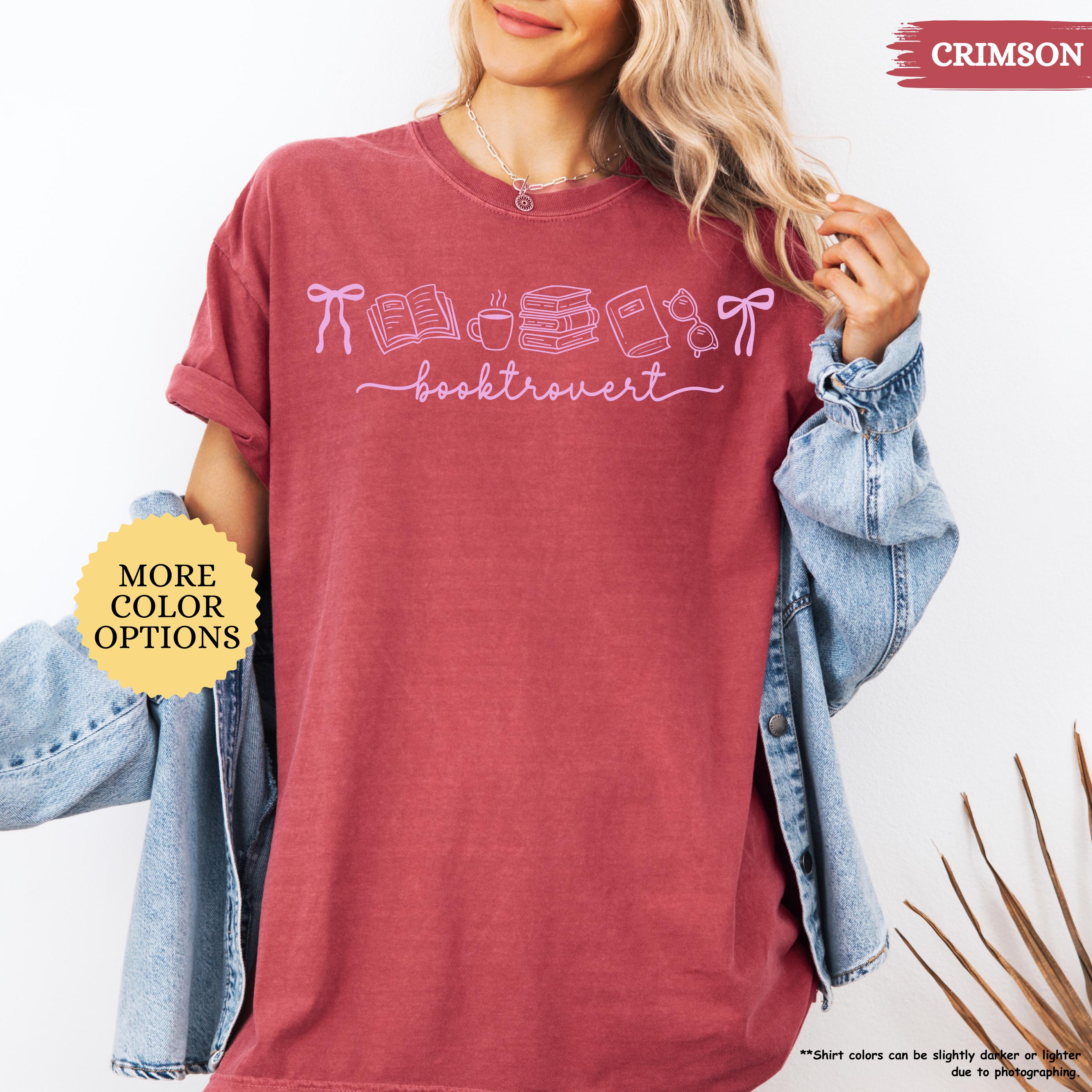 Comfort Colors® Booktrovert Coquette Shirt, Book Lover Gift, Bookish Shirt, Books And Coffee Shirt, Girly Book, Book Club Shirt, Reading Tee