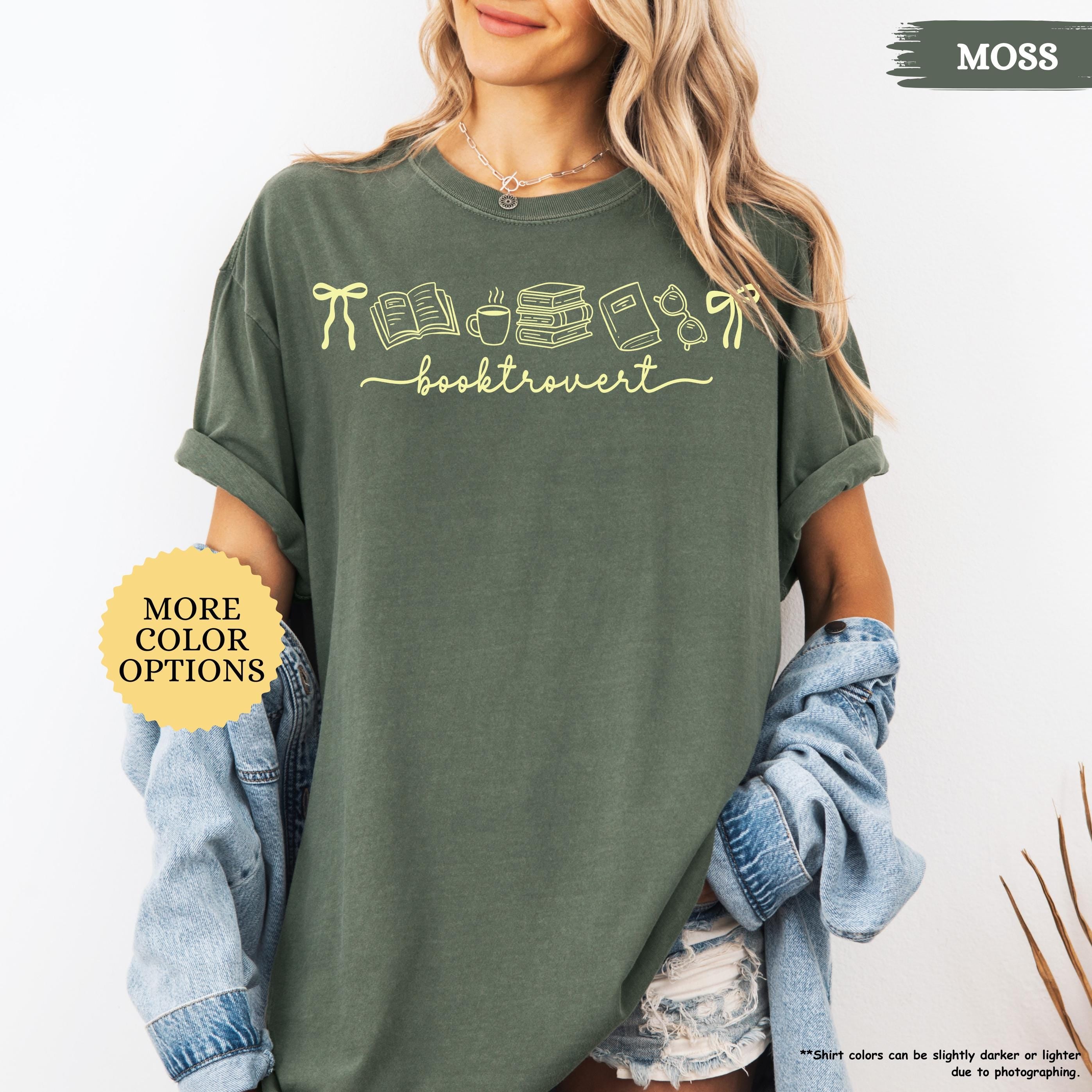 Comfort Colors® Booktrovert Coquette Shirt, Book Lover Gift, Bookish Shirt, Books And Coffee Shirt, Girly Book, Book Club Shirt, Reading Tee