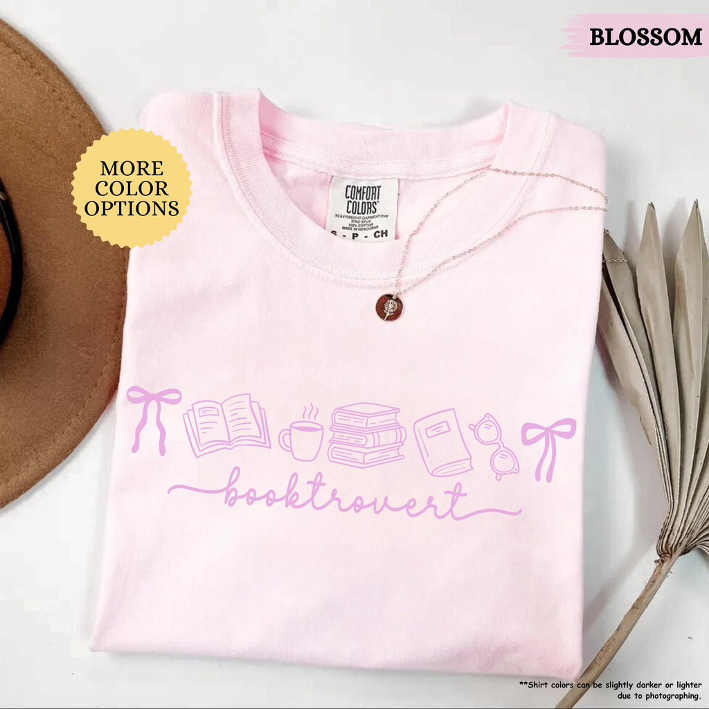 Comfort Colors® Booktrovert Coquette Shirt, Book Lover Gift, Bookish Shirt, Books And Coffee Shirt, Girly Book, Book Club Shirt, Reading Tee