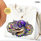 Comfort Colors® Alligator Mardi Gras Shirt, Womens Mardi Gras Shirt, Fat Tuesday Shirt, Mardi Gras Carnival, Fleur De Lis Tee, Festival Tee