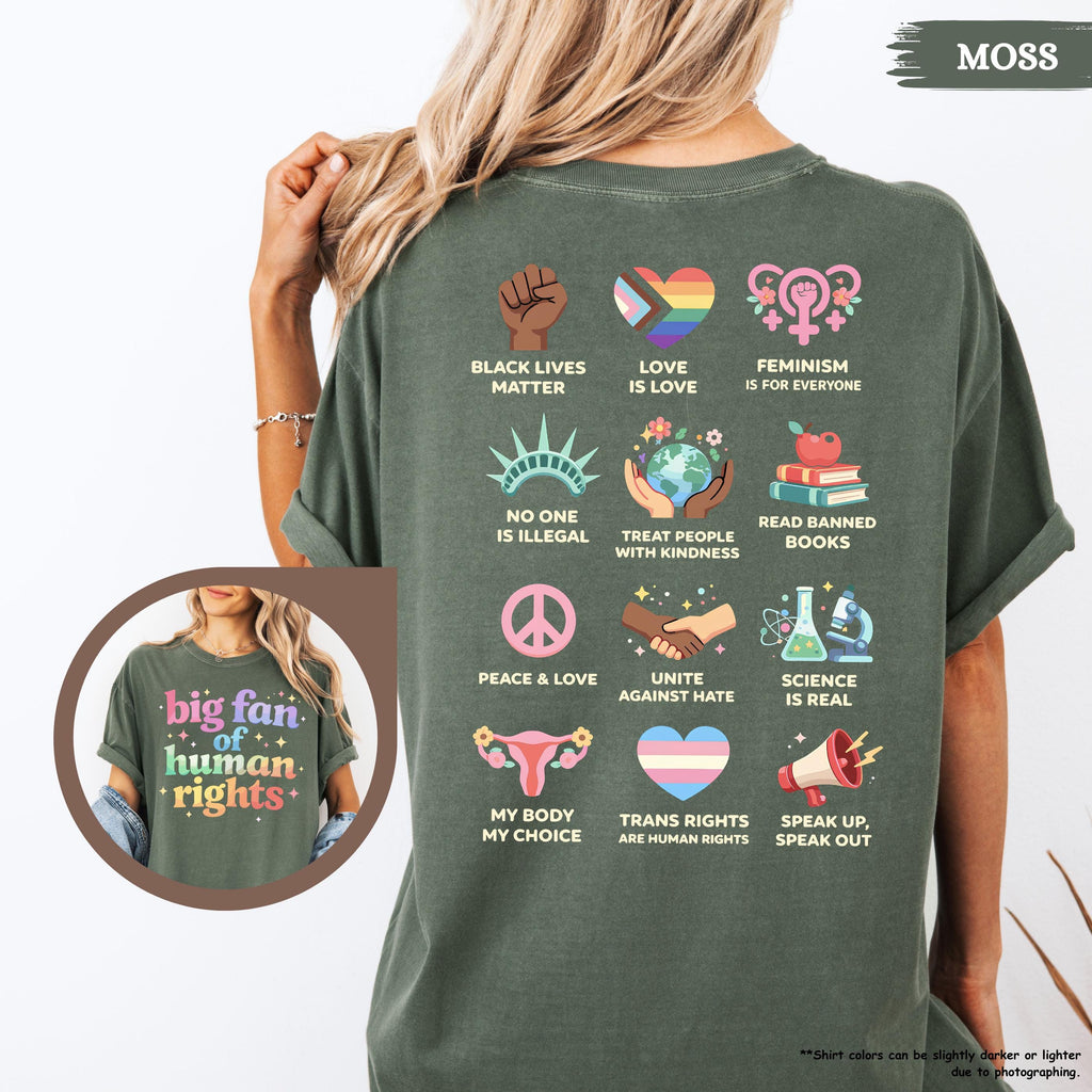 Comfort Colors® Big Fan Of Human Rights Shirt, Equality Shirt, Radicalized by Basic Decency, Social Justice Tee, Rainbow LGBT, Activist Gift