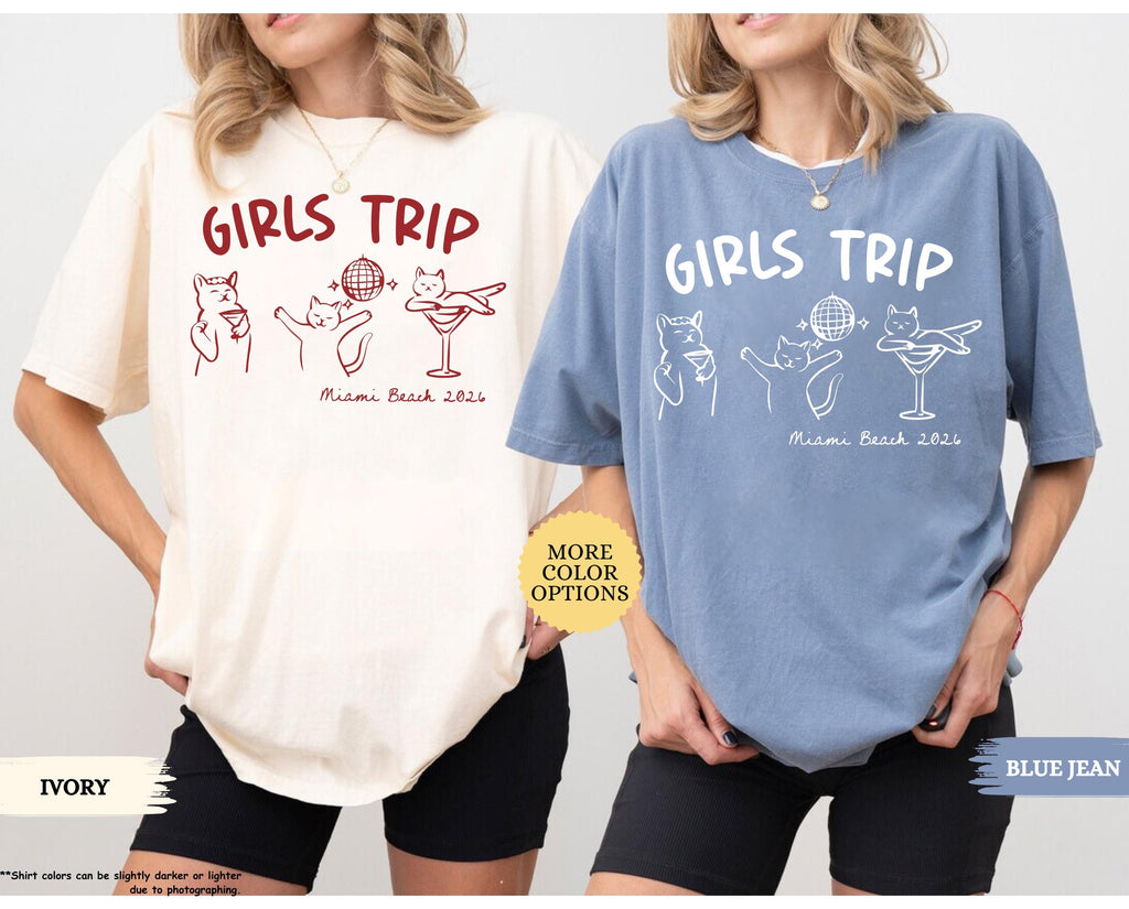 Comfort Colors® Custom Girls Trip Shirt, Personalized Location, Matching Travel, Girls Vacation Shirt, Girls Weekend, Bachelorette Trip Gift