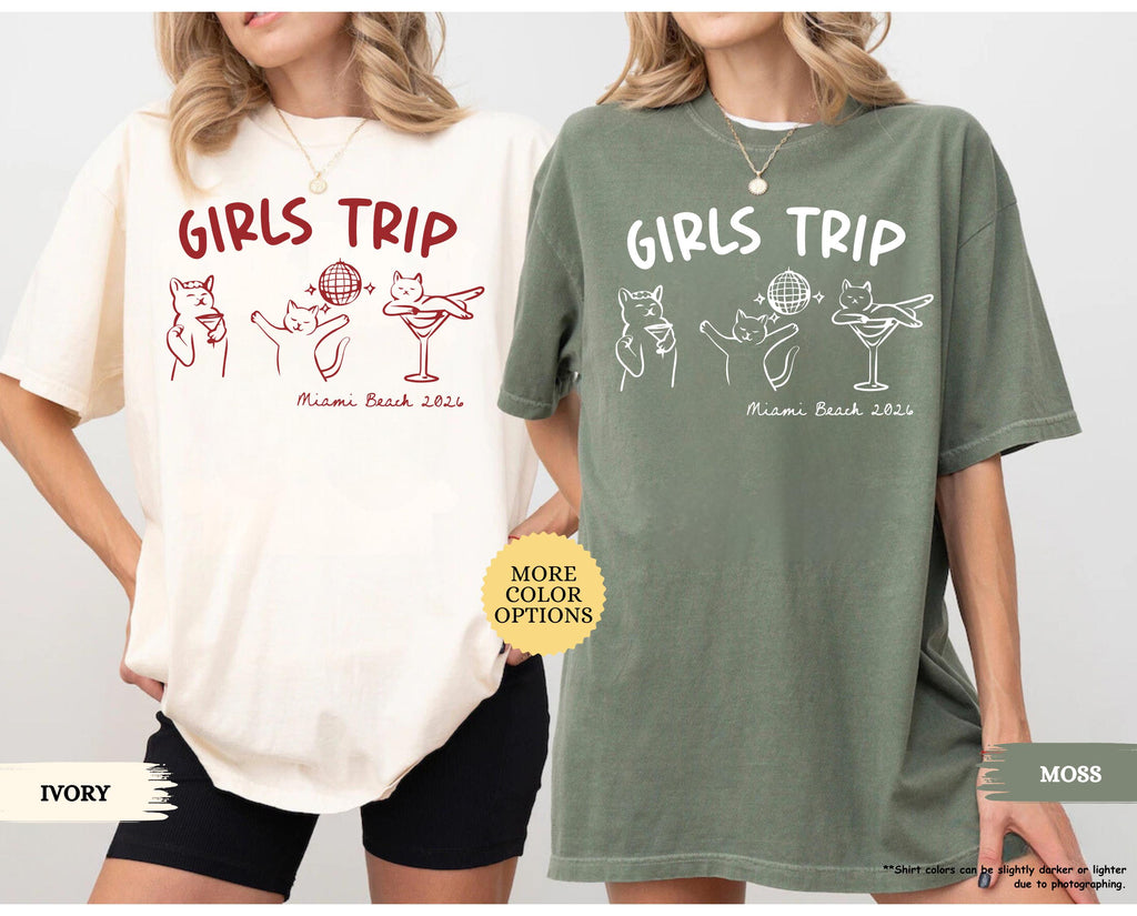 Comfort Colors® Custom Girls Trip Shirt, Personalized Location, Matching Travel, Girls Vacation Shirt, Girls Weekend, Bachelorette Trip Gift