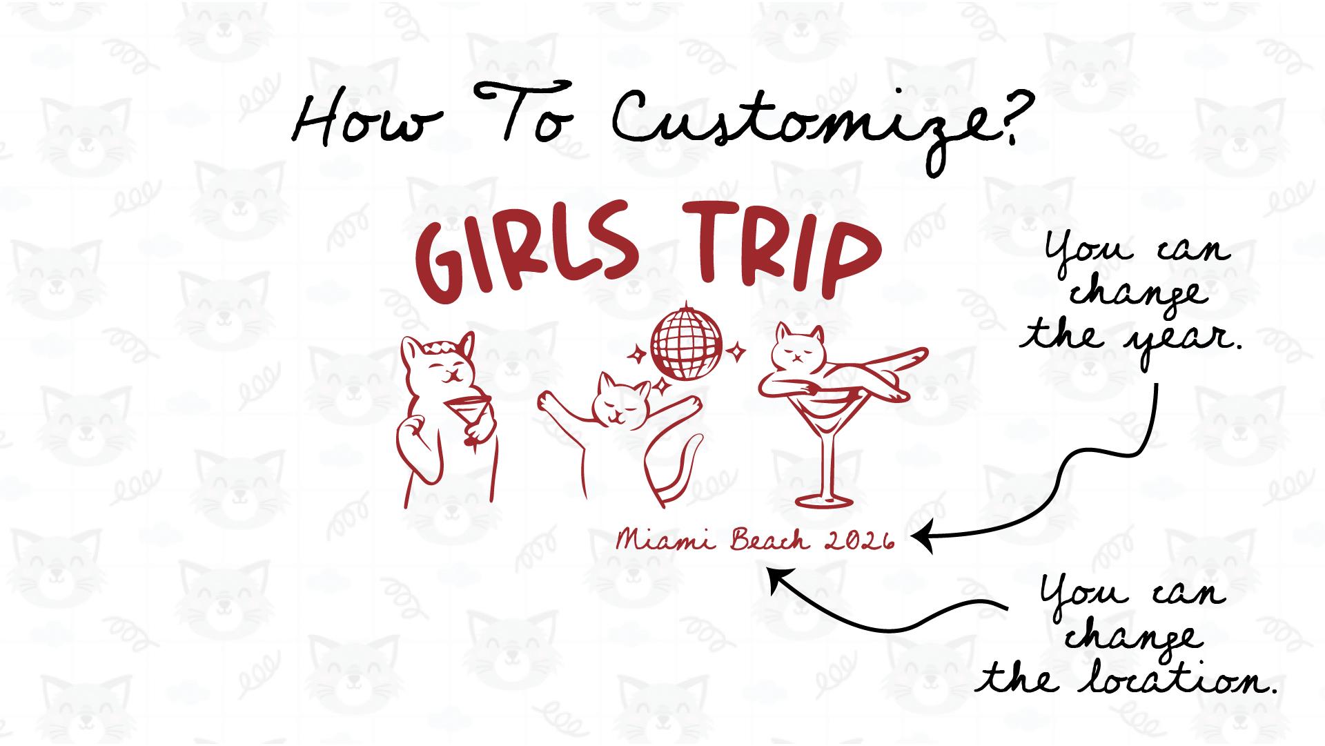 Comfort Colors® Custom Girls Trip Shirt, Girls Trip Cat Shirt, Custom Location Tee, Girls Vacation Shirt, Bachelorette Trip, Girls Travel